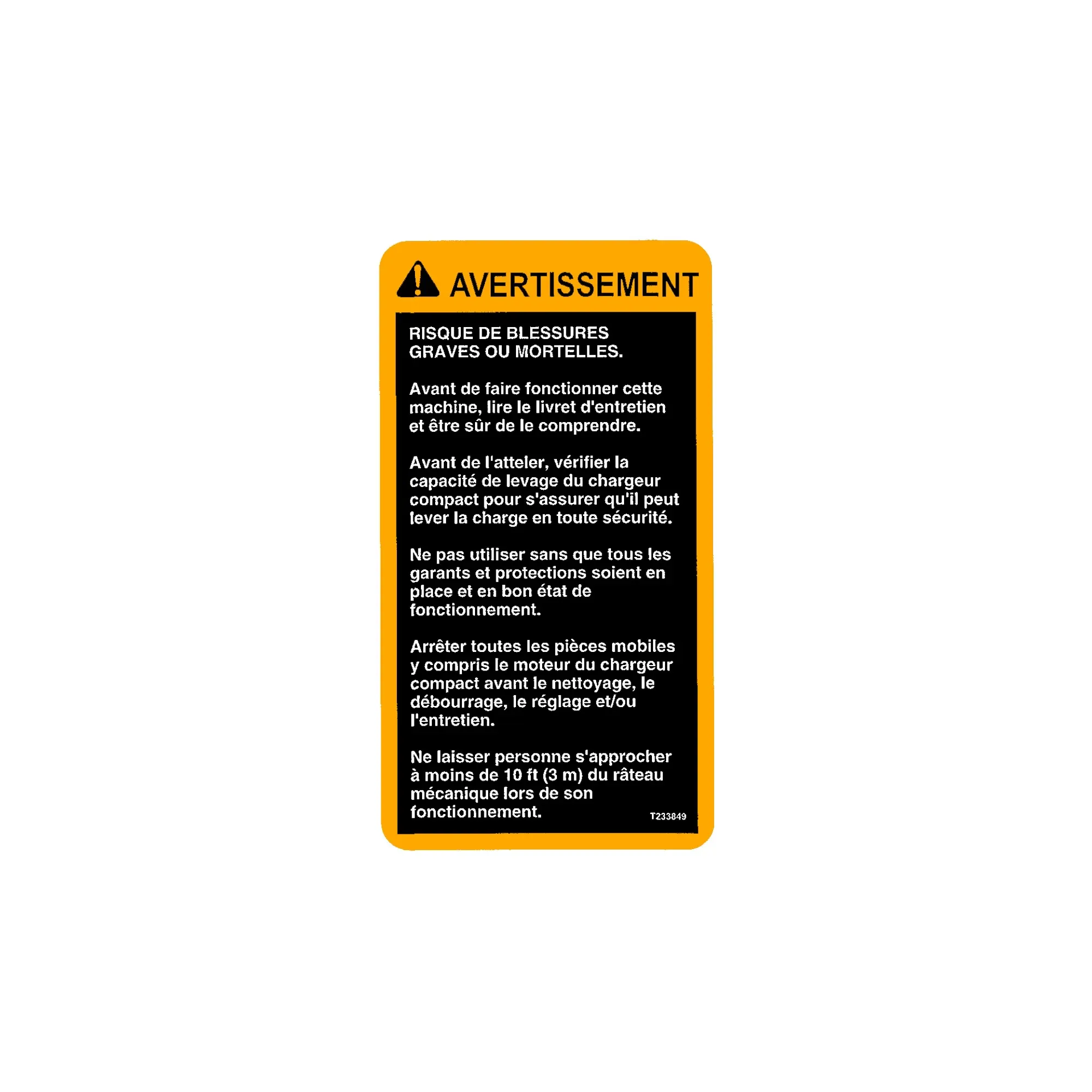 John Deere Safety Sign - T233849