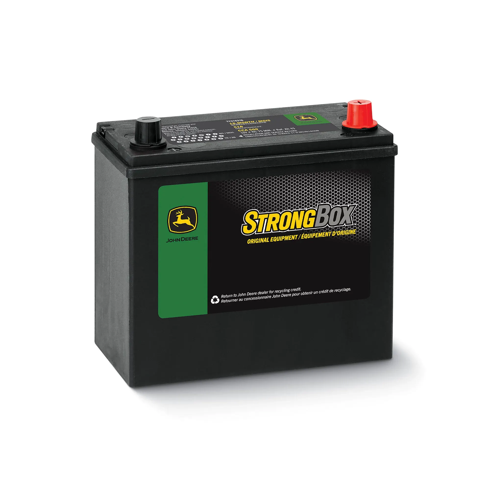 John Deere 12 Volts Battery, Wet Charged, 45 Ah, 500 CCA, 51R BCI - TY27831B