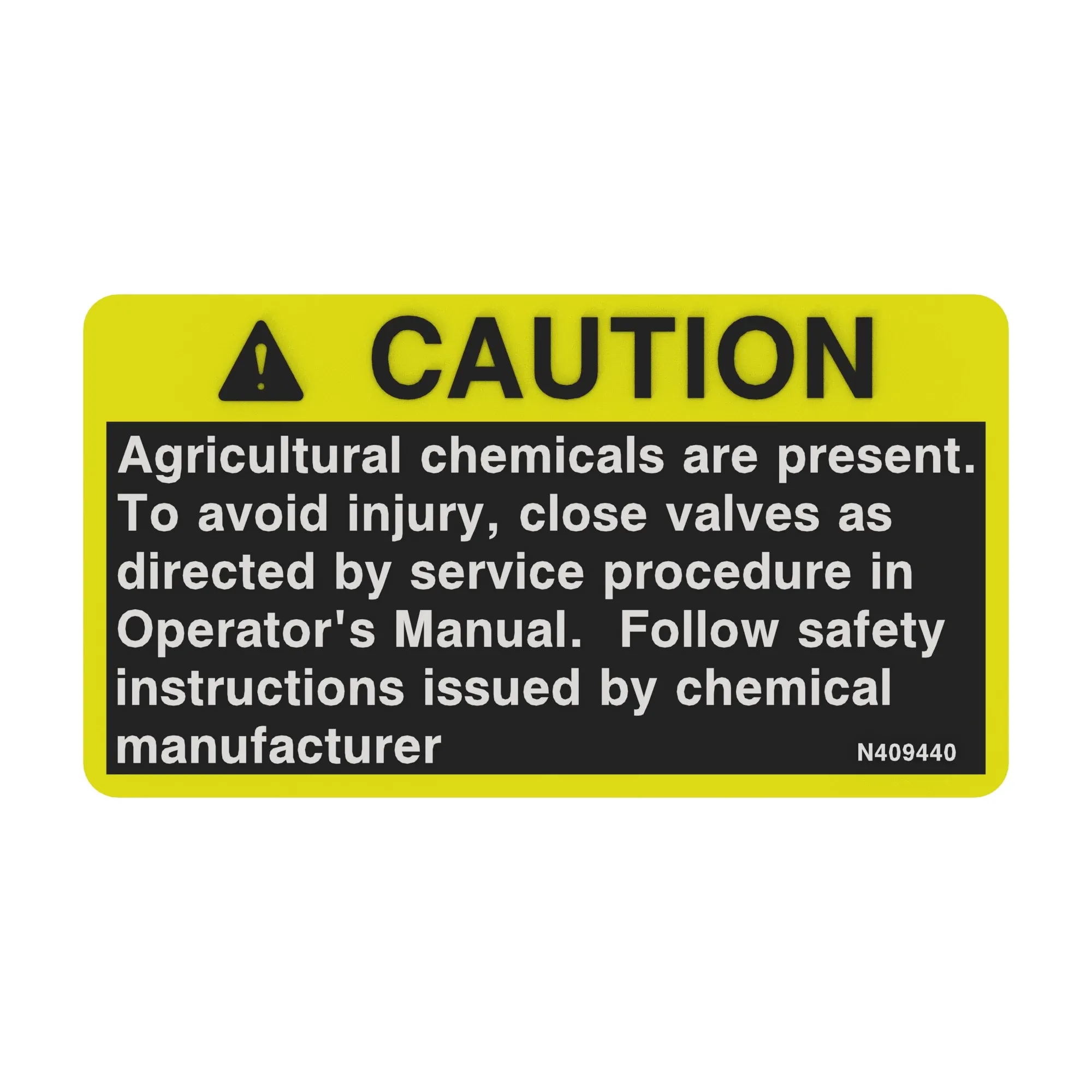 John Deere Chemical Warning Decal - N409440