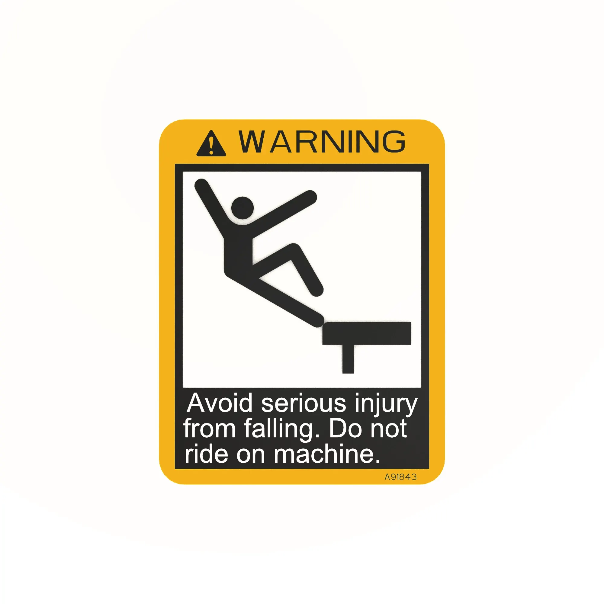 John Deere Do Not Ride Warning Label - A91843