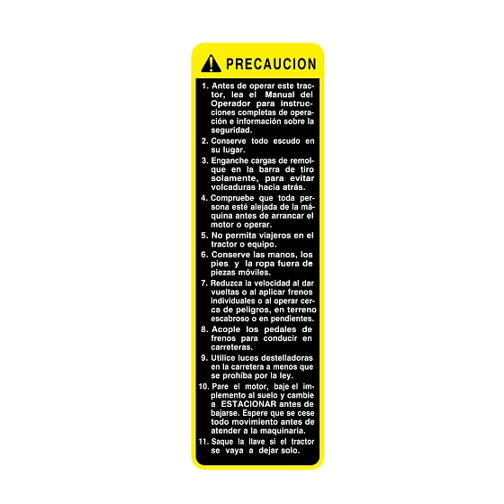 John Deere Spanish Safety Label - R120130