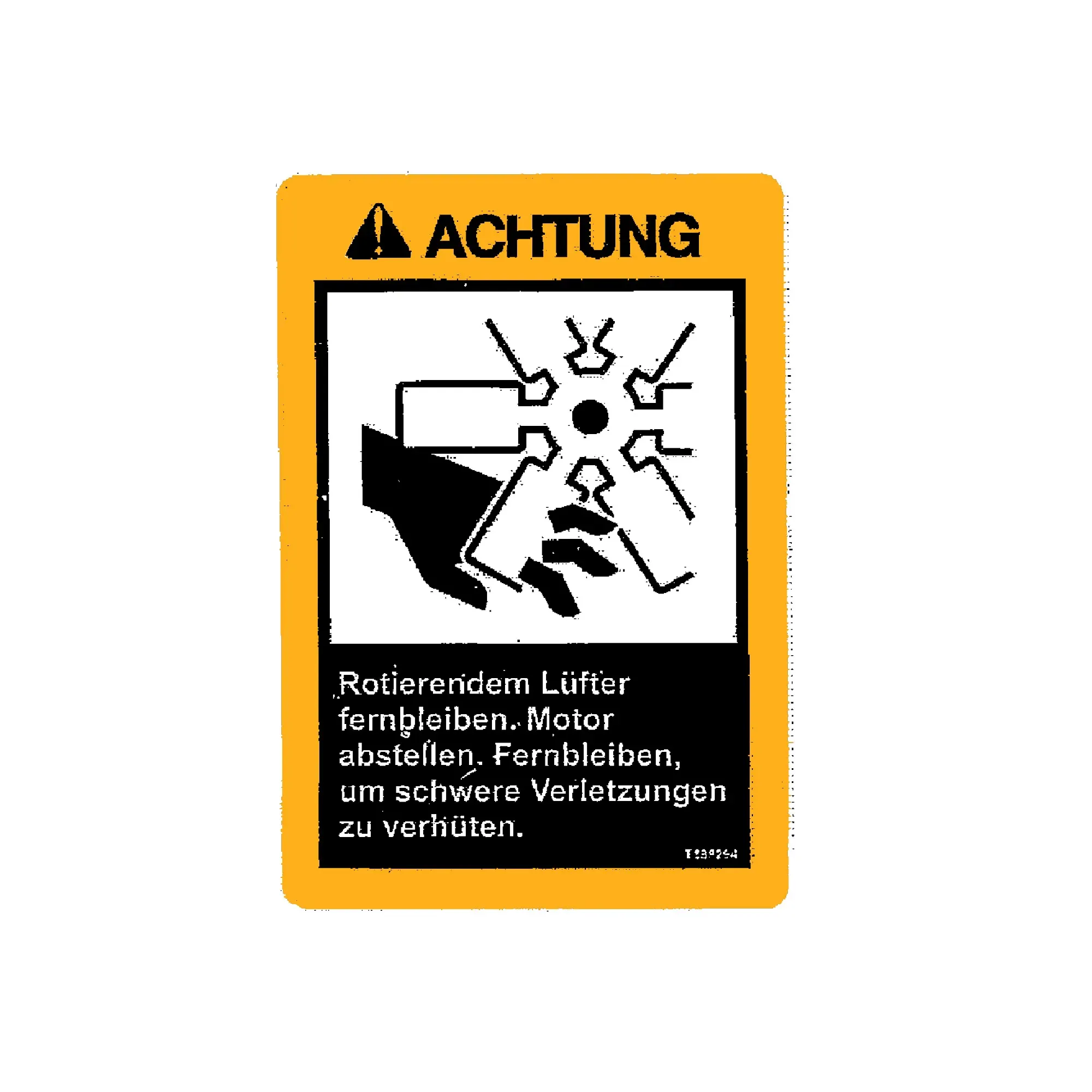 John Deere Fan Warning Label, German - T188294