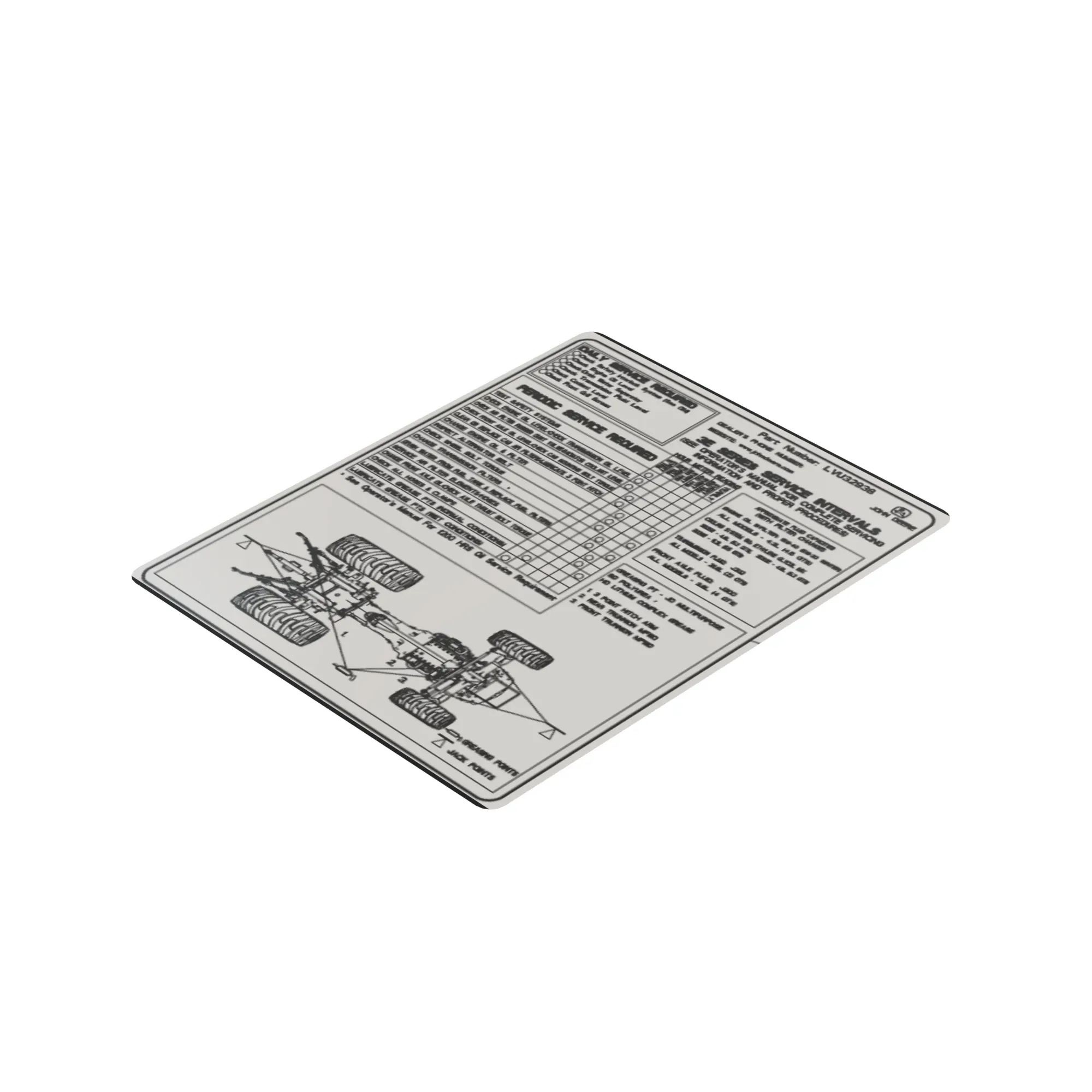 John Deere Service Interval Label - LVU32938