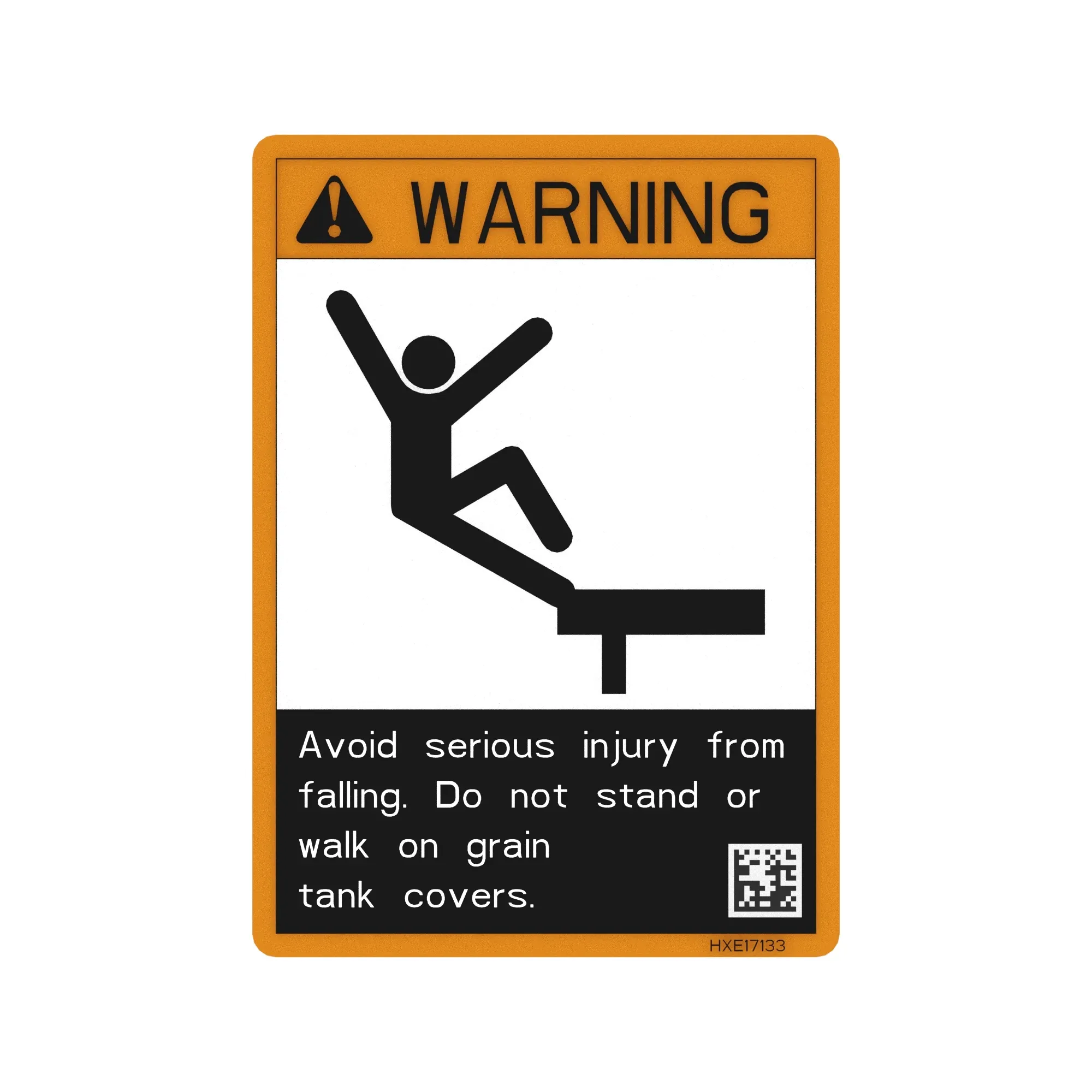 John Deere Safety Sign, Grain Tank Cover Warning - HXE17133