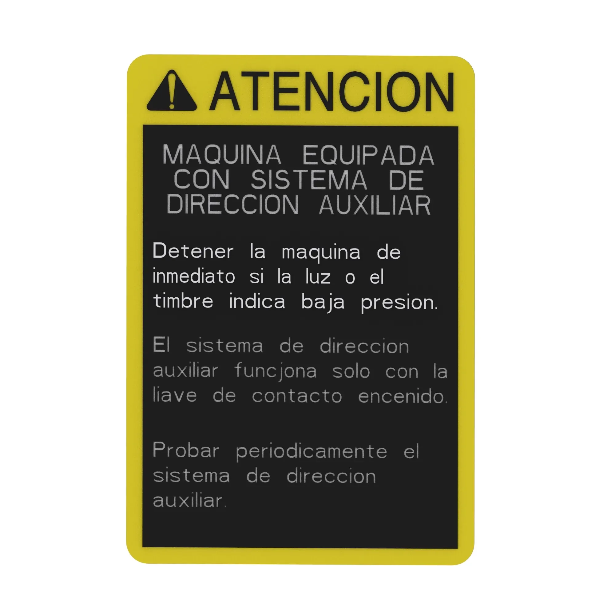 John Deere Safety Sign, Secondary Steering Caution, Spanish - T146502