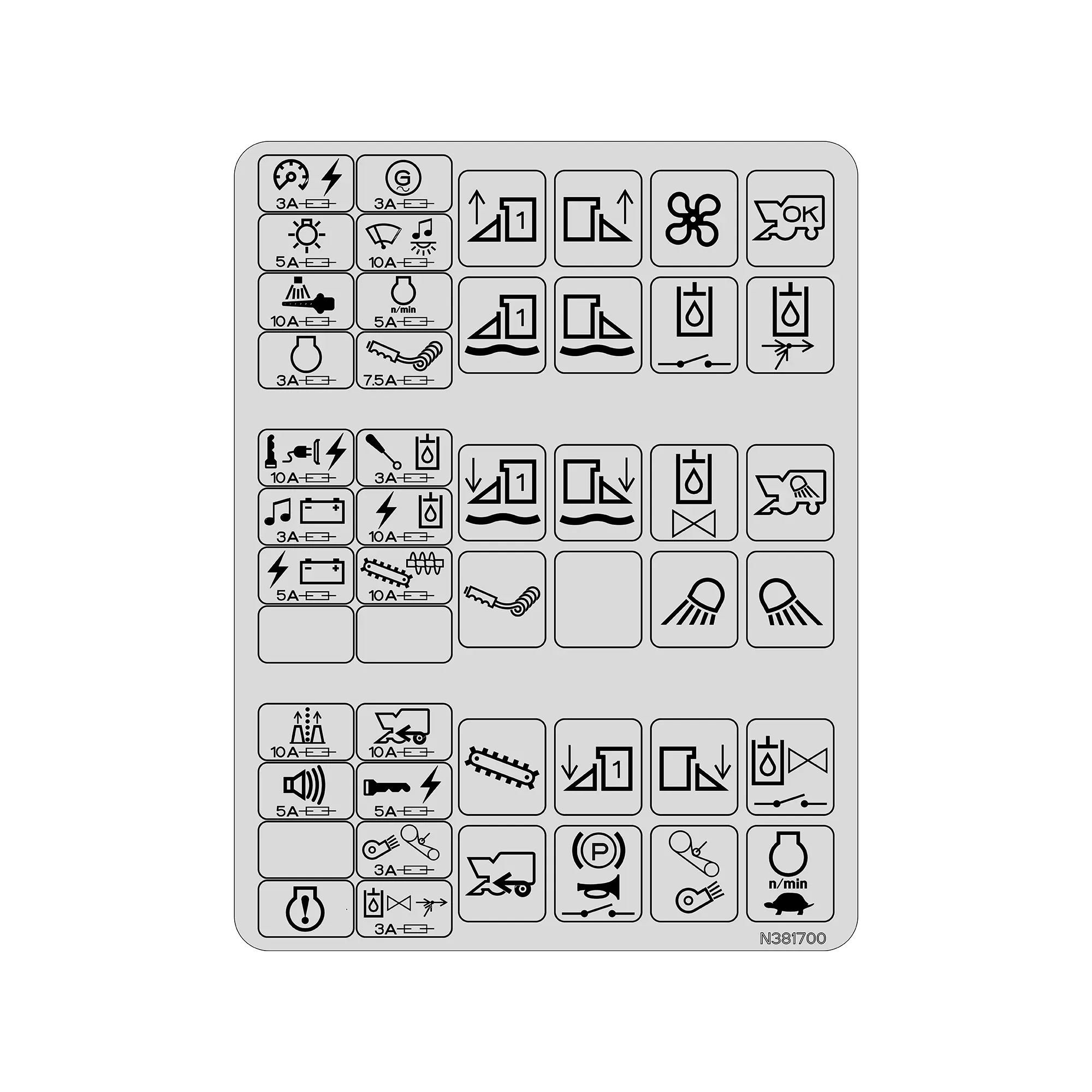 John Deere Fuse and Relays 9970 Text Free - N381700