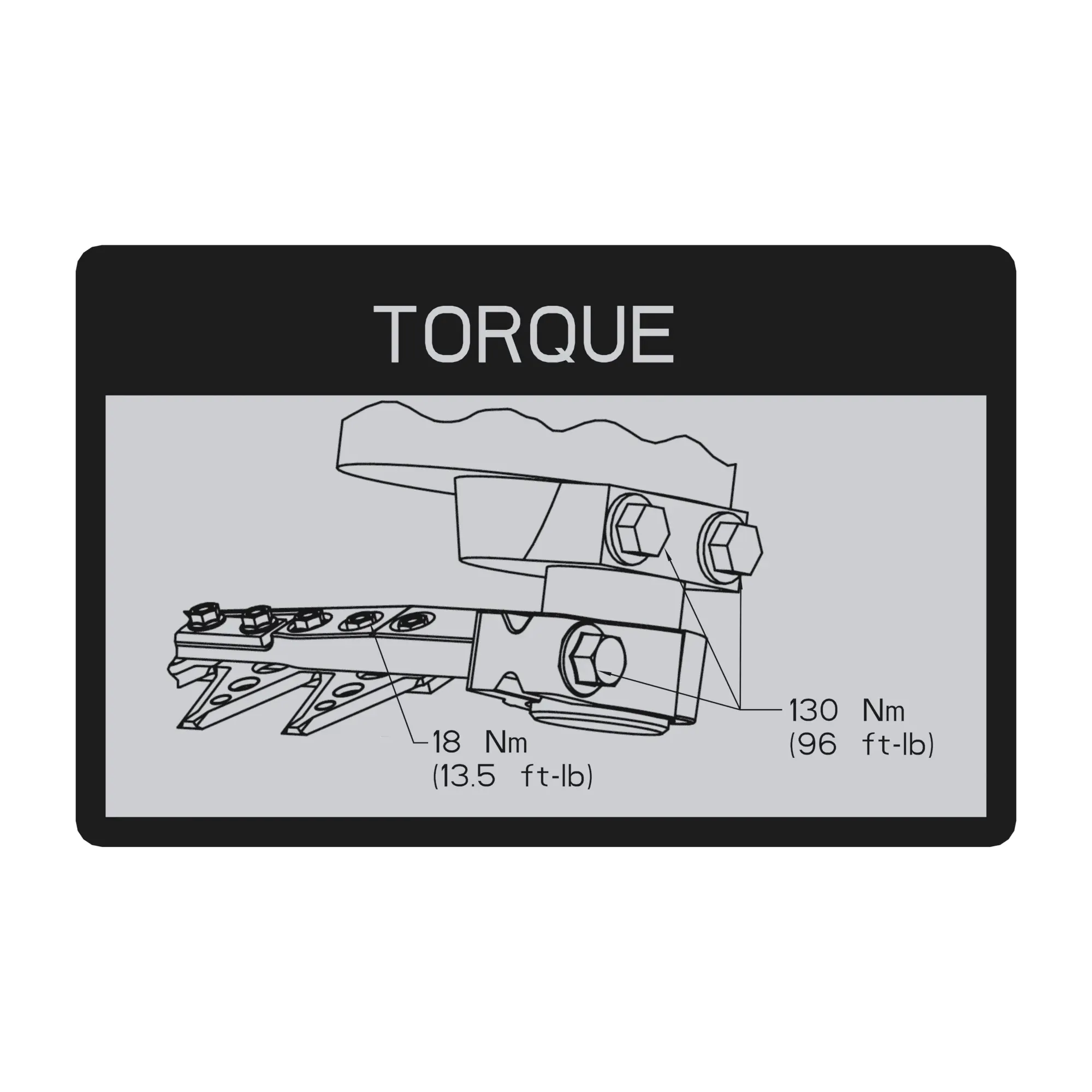 John Deere knife Bolt torque Label - HXE40624