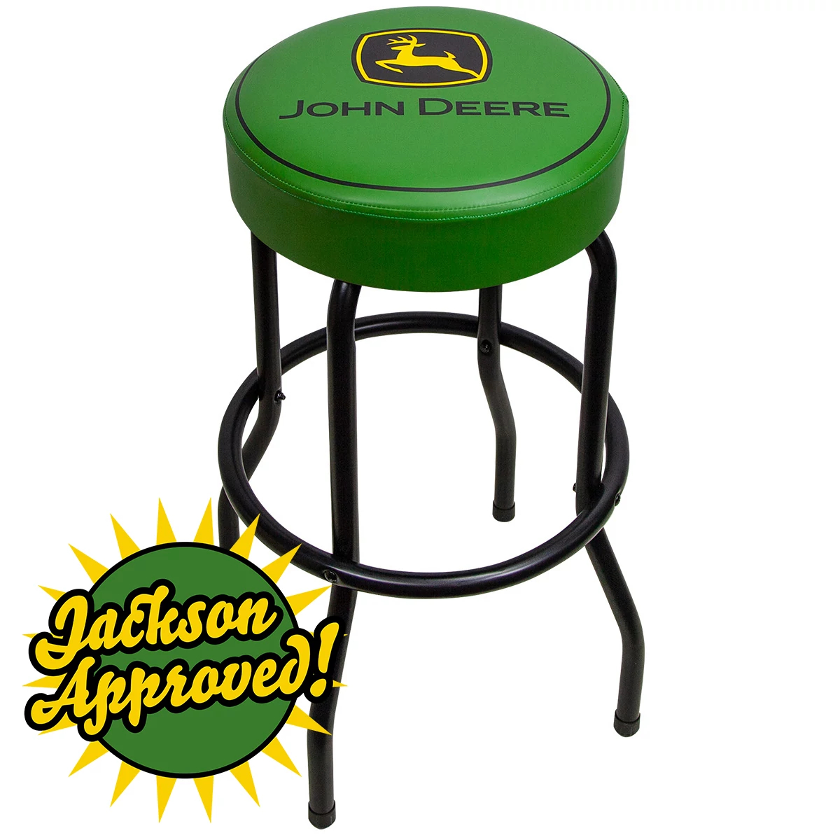 Green Garage Stool with Matte Black Legs