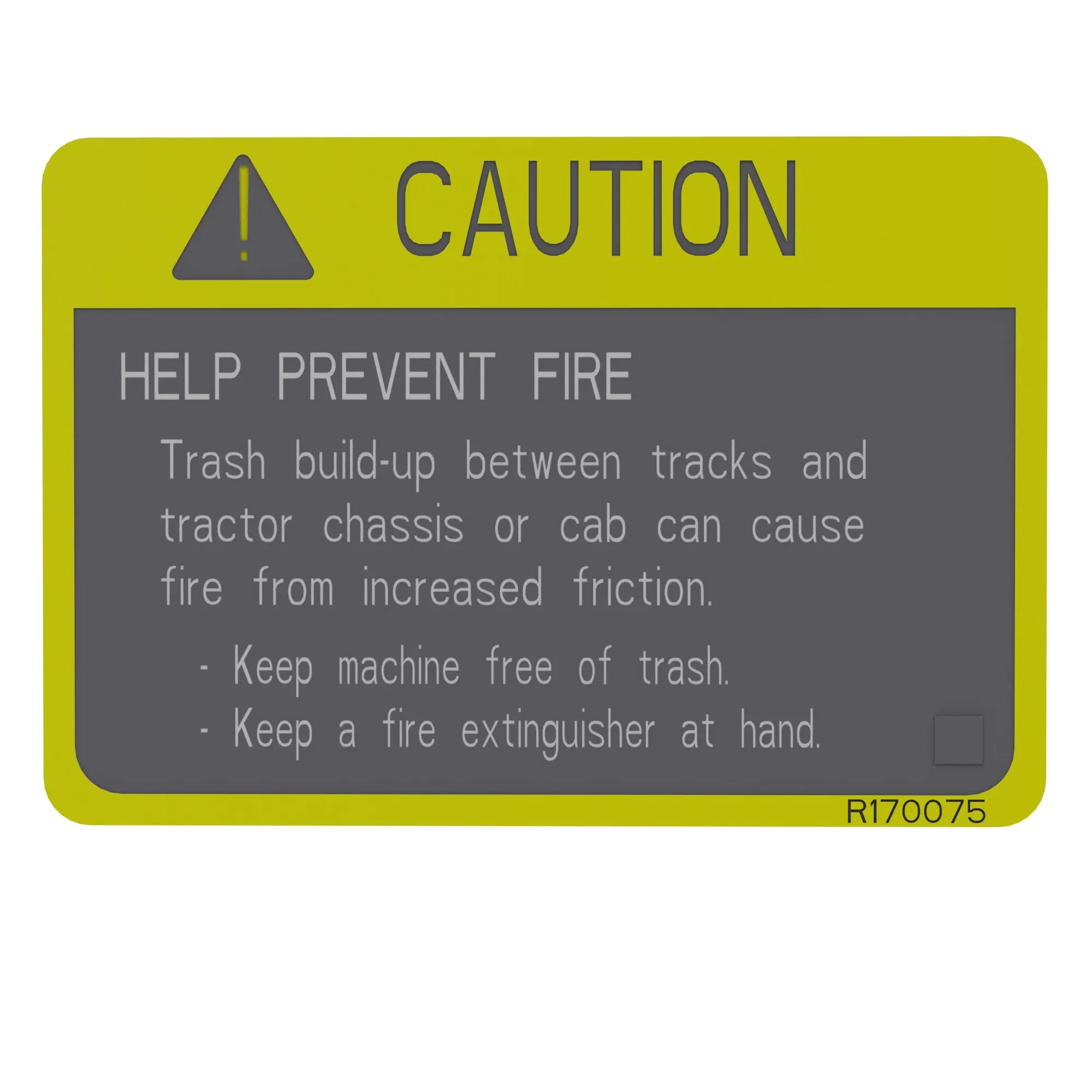 John Deere Label, Trash Build Up - R170075