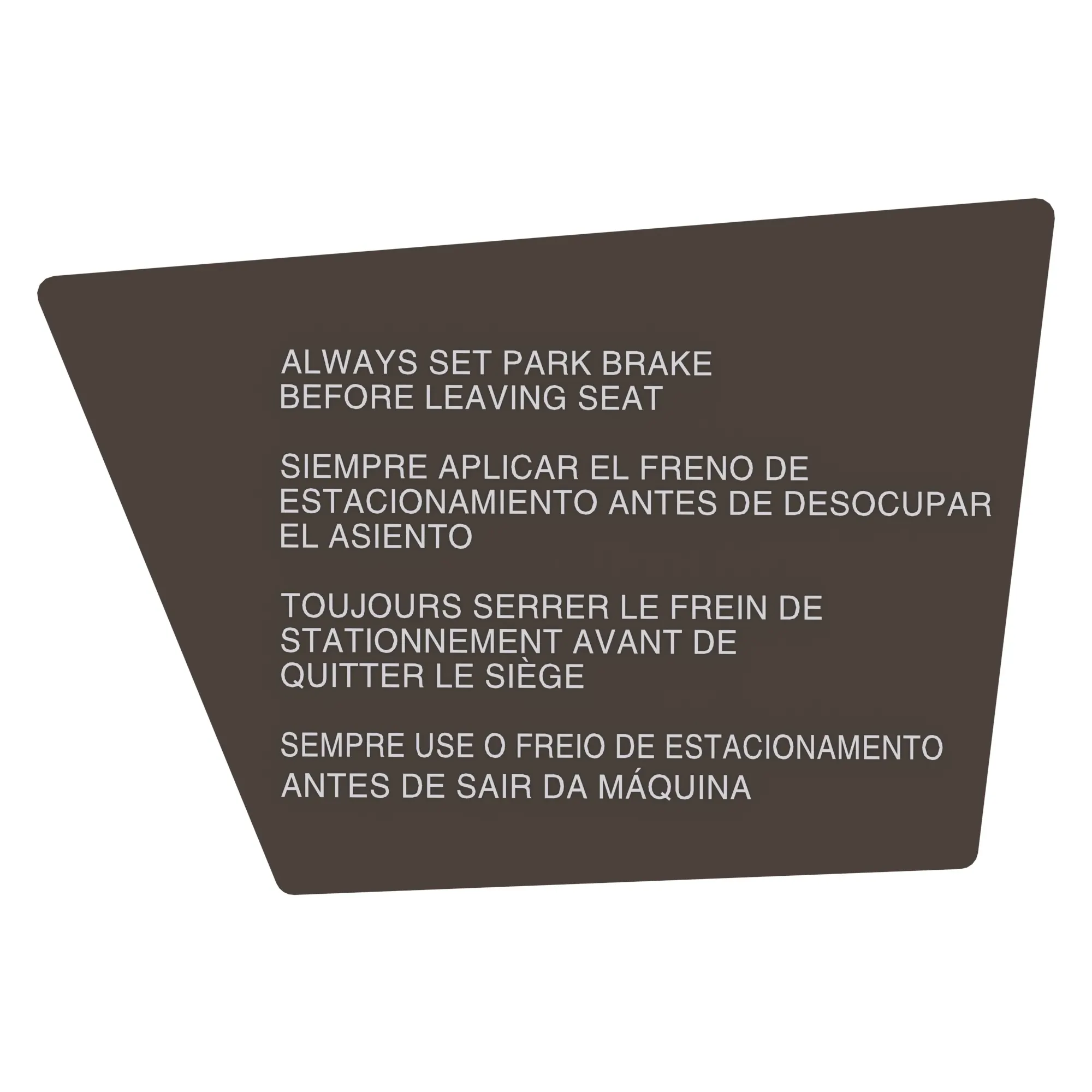 John Deere Park Brake Display Module Label - CB01504640