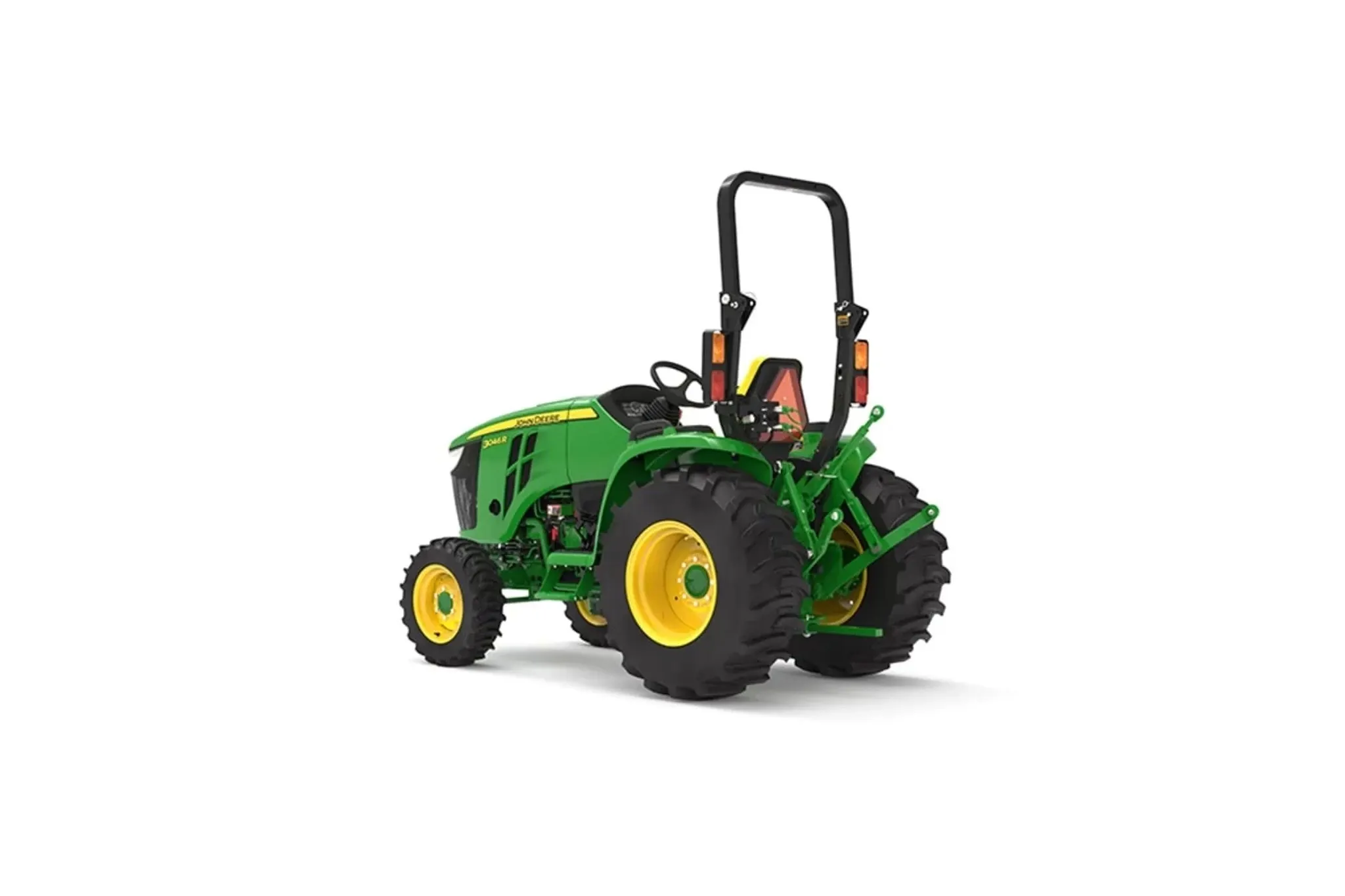 Studio image with a rear left view of 3046R Compact Tractor
