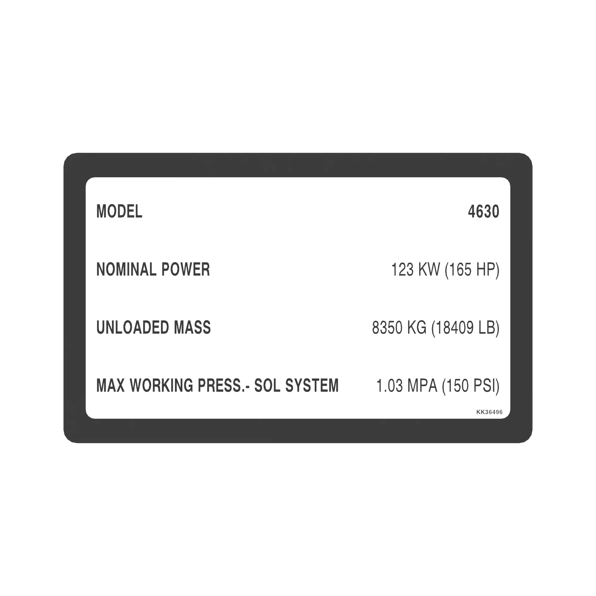 John Deere System Information 4630 Label - KK36496