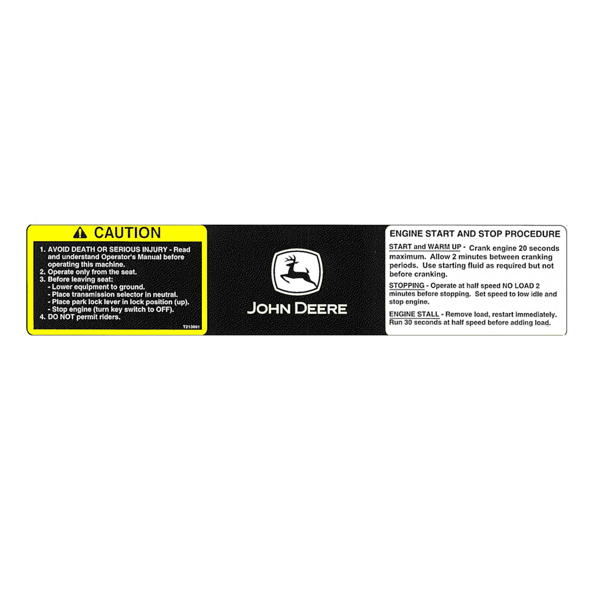 John Deere Caution And Start Label - T213861