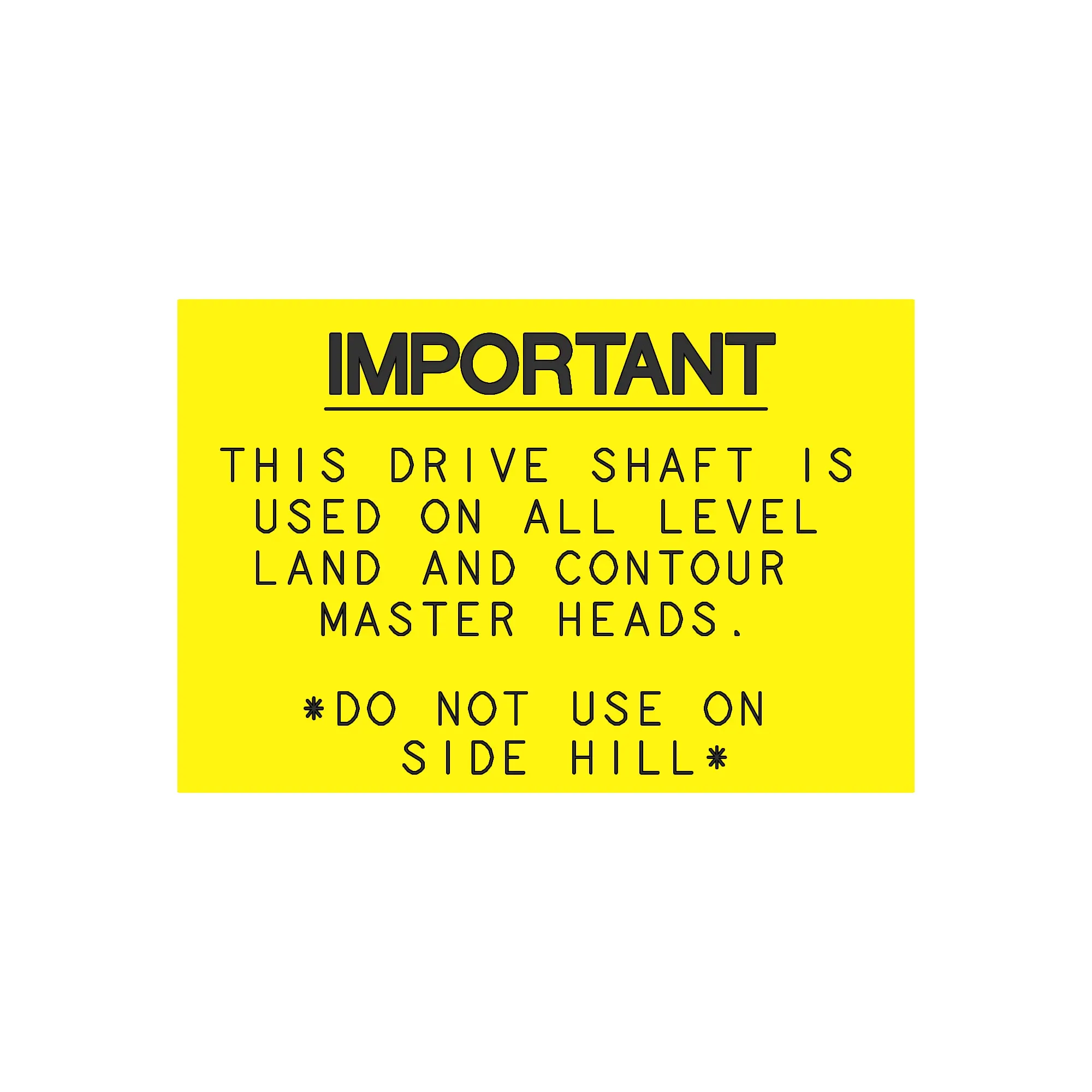 John Deere Drive Shaft Warning Decal - H171710