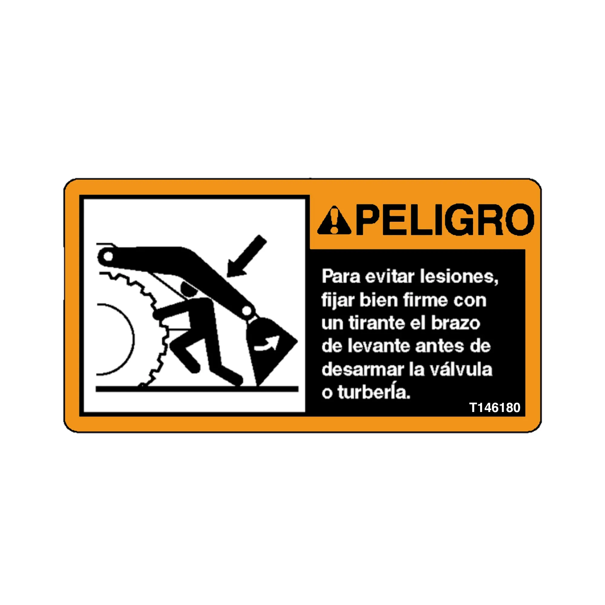 John Deere Safety Sign, Crushing Boom Danger, Spanish - T146180