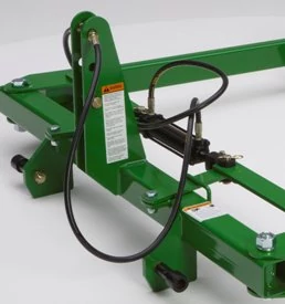 Studio view of a BU10 Series Bale Unroller's hitch and green frame