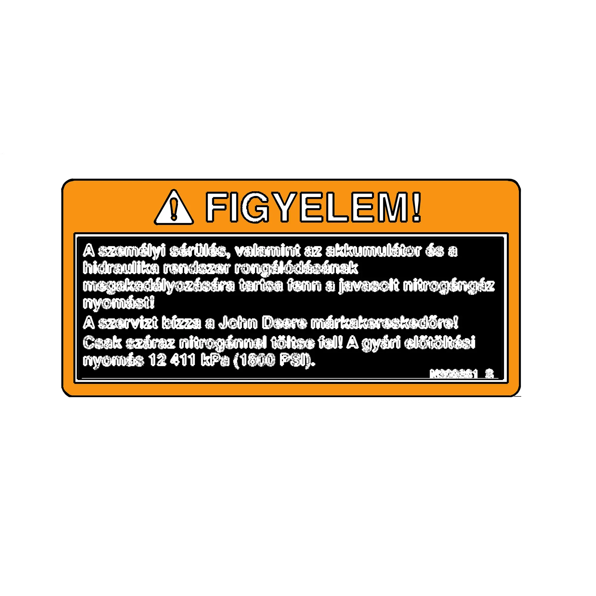 John Deere Safety Sign, Caution, Hungarian - N309681