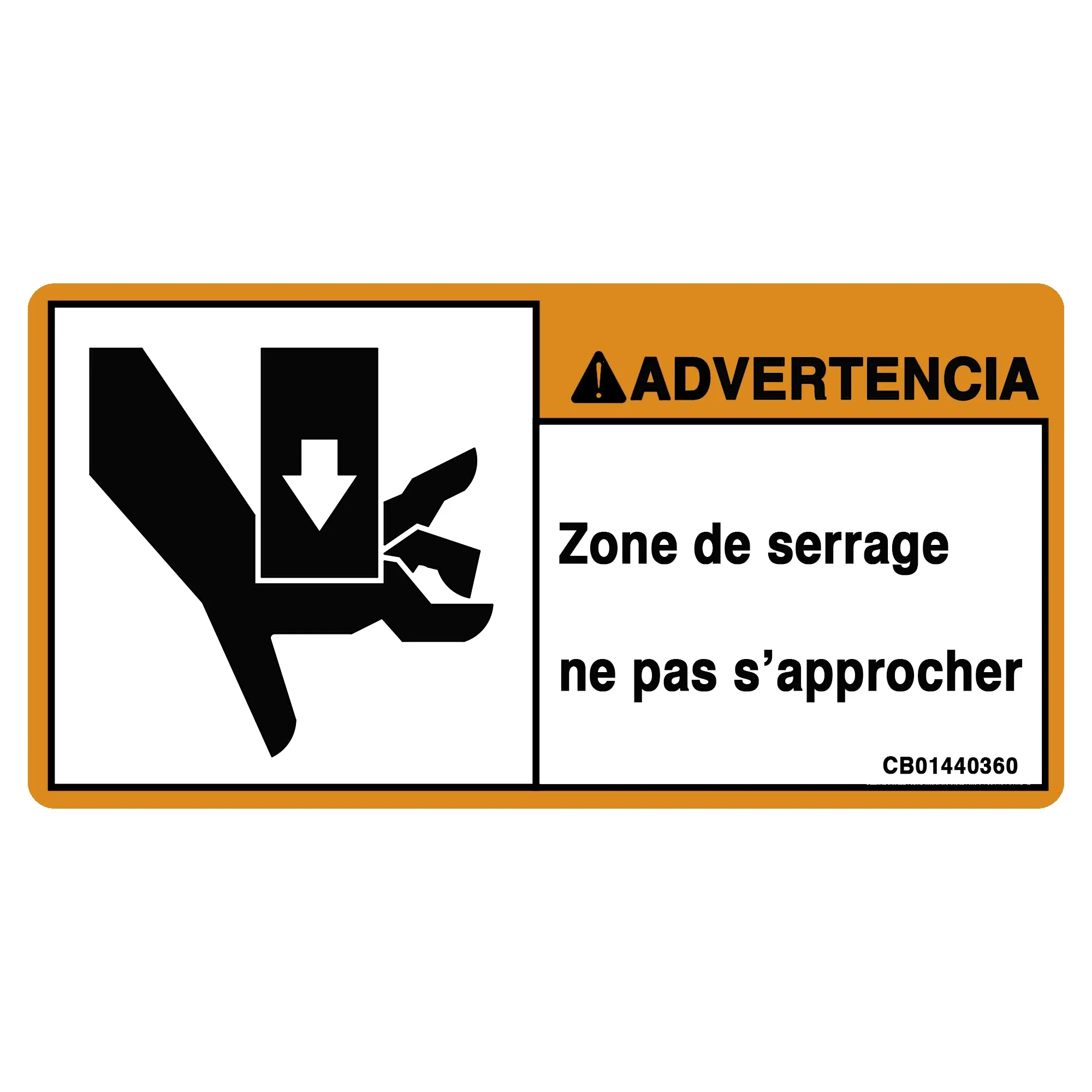 John Deere Safety Sign, Pinch Area Warning, French - CB01440360