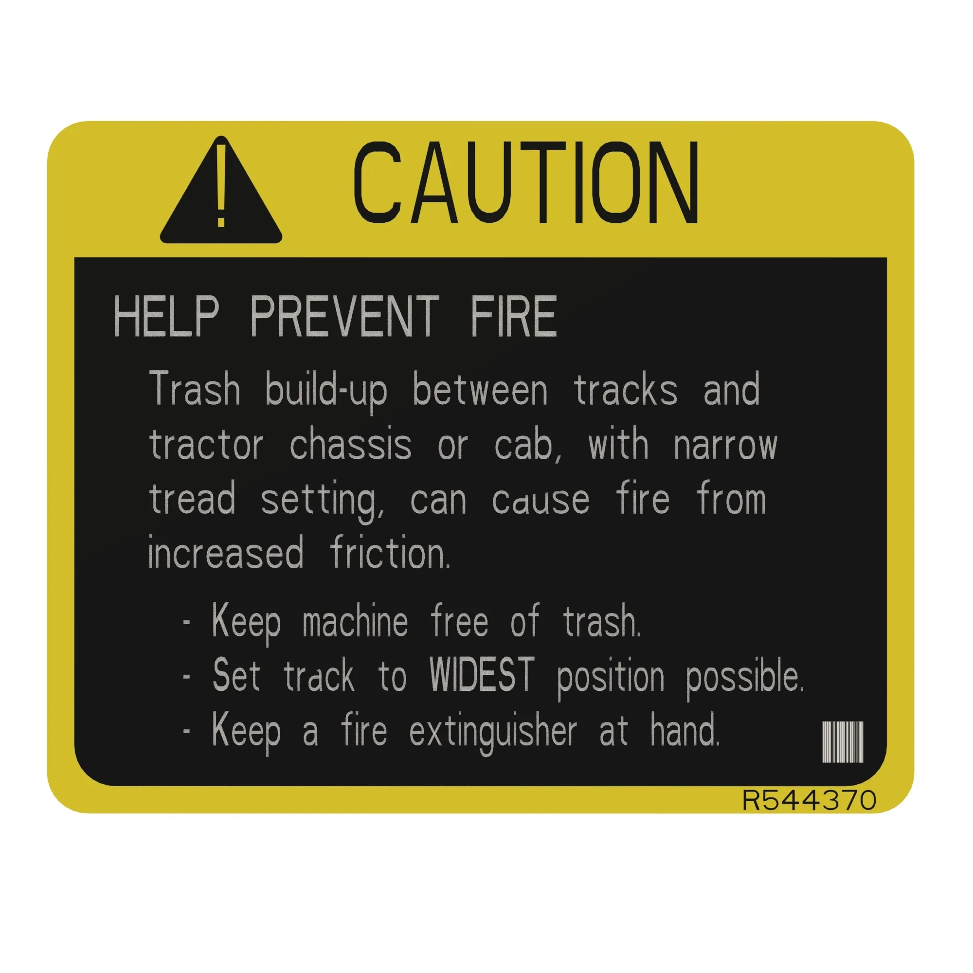 John Deere Safety Sign, Warning Label - R544370