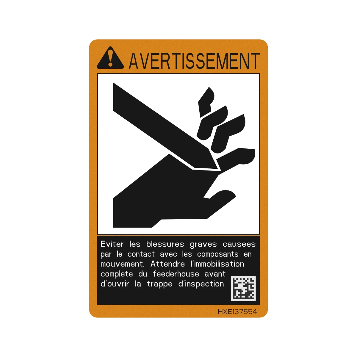 John Deere Warning Safety Sign - HXE137554