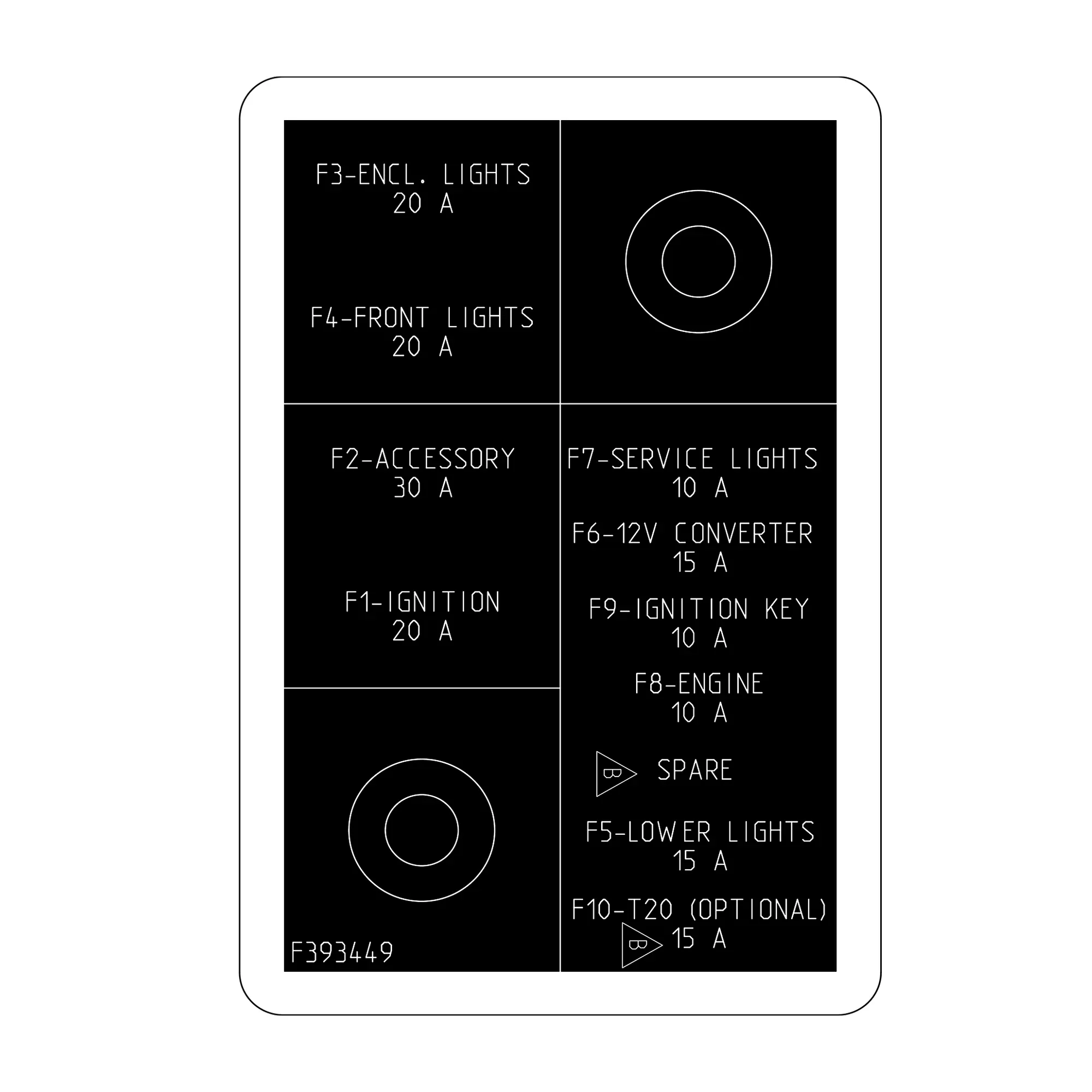 John Deere Electrical Box Label, English - F393449