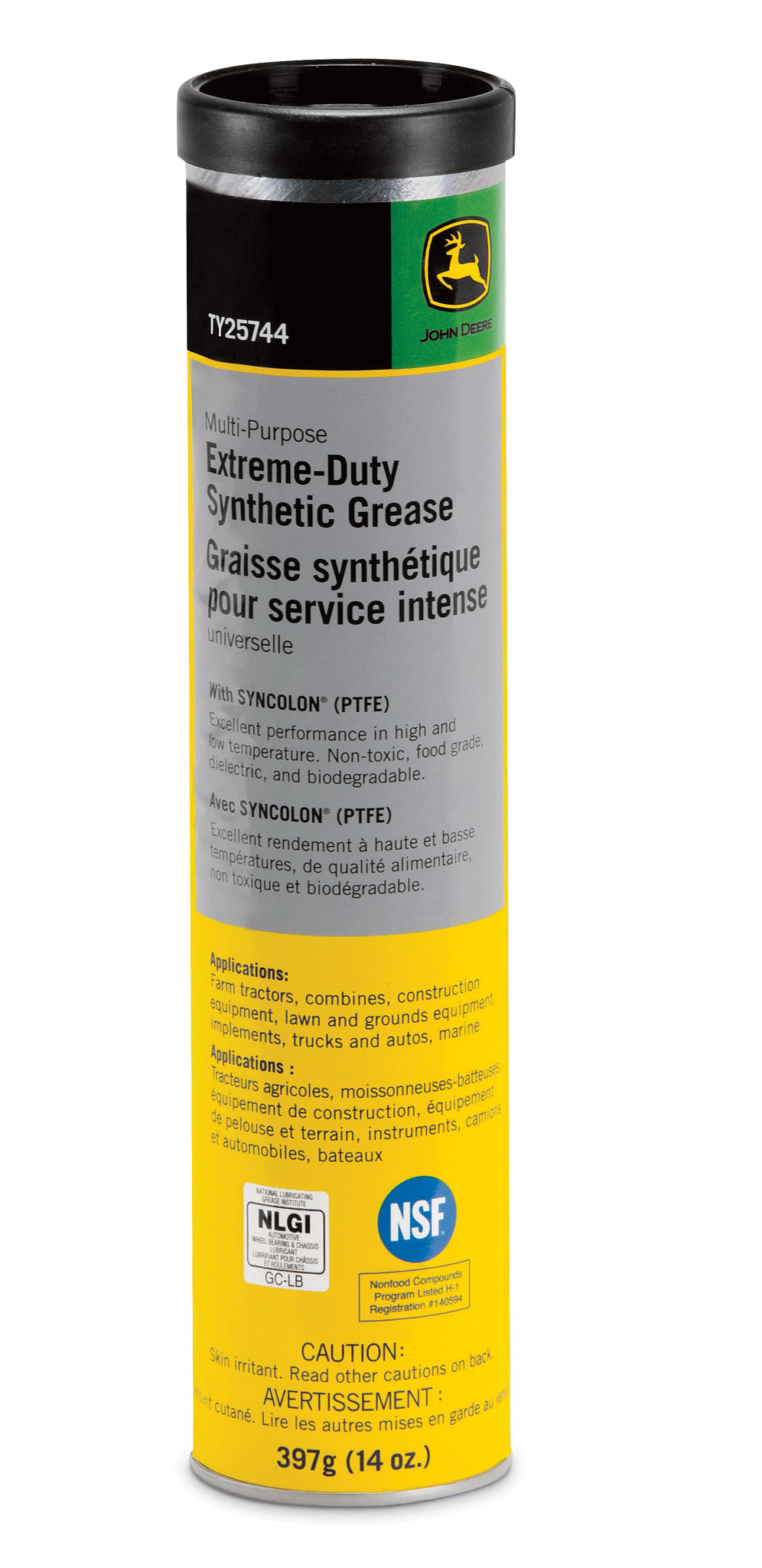 John Deere Multi-Purpose Extreme-Duty Synthetic Grease, 397 gram (14 Oz) Cartridge - TY25744