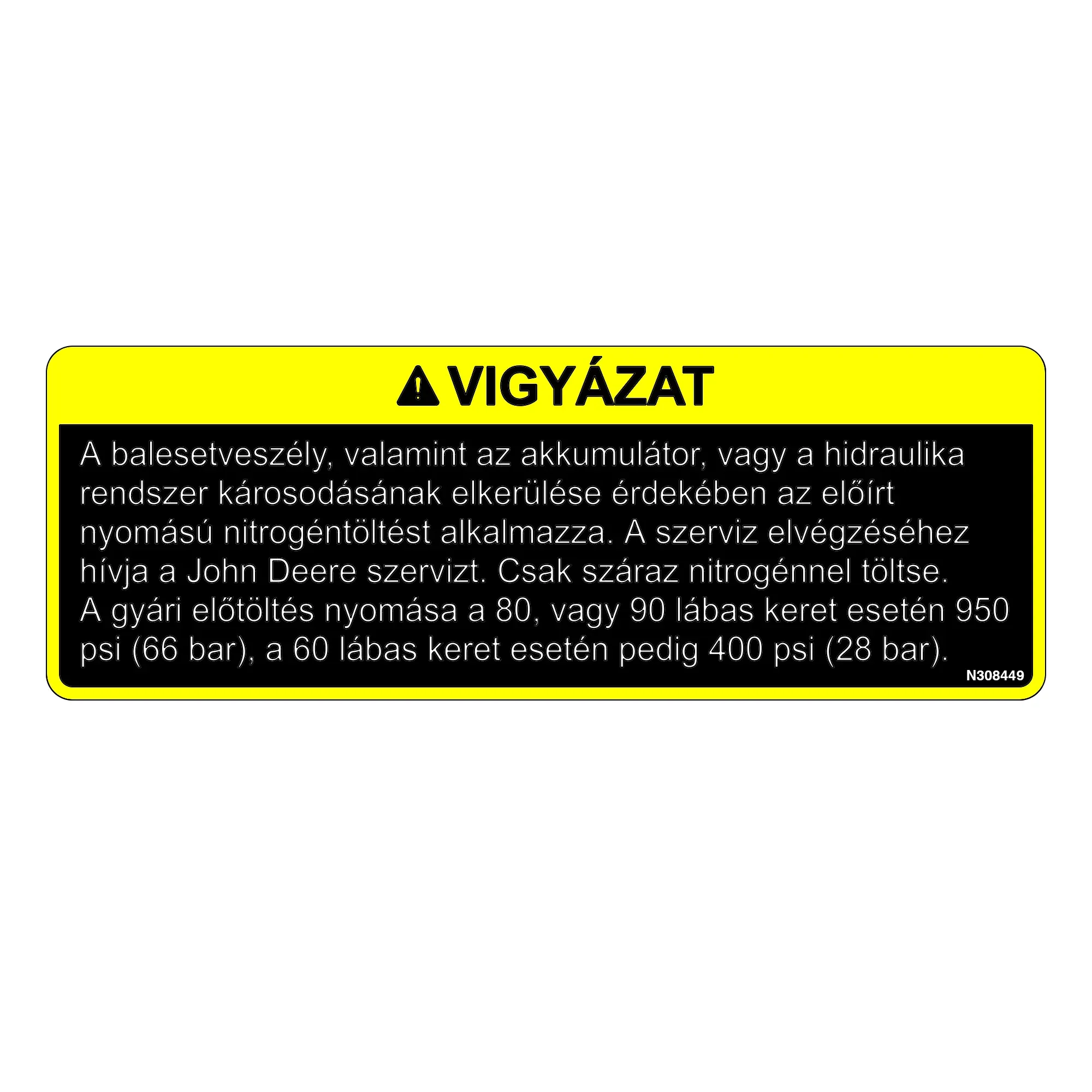 John Deere Safety Sign, Caution, Hungarian - N308449