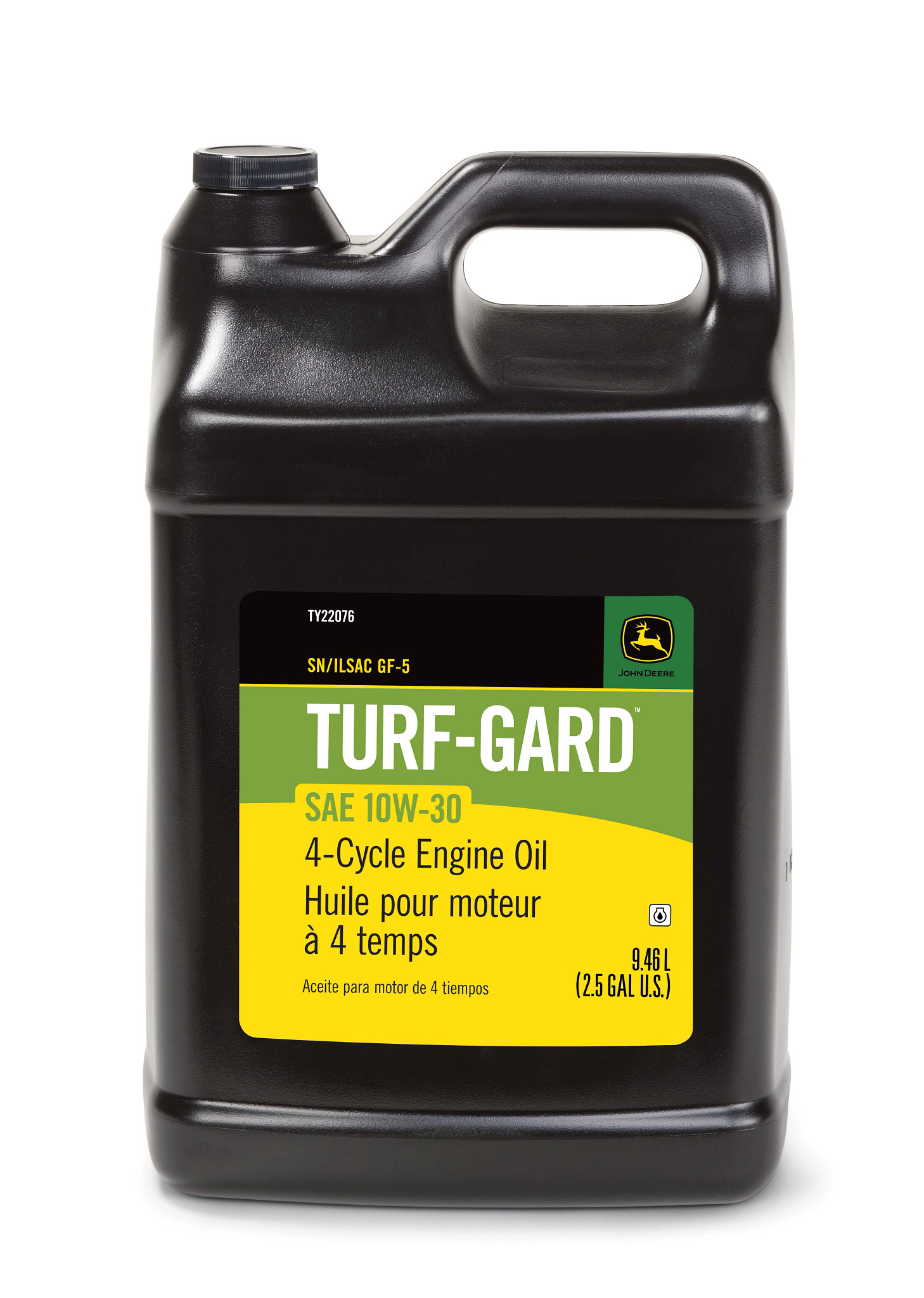 John Deere 4-Cycle Engine Oil, Turf-Gard™, SAE 10W-30, API SN/GF5, 9.46 Liter (2.5 Gallon) - TY22076