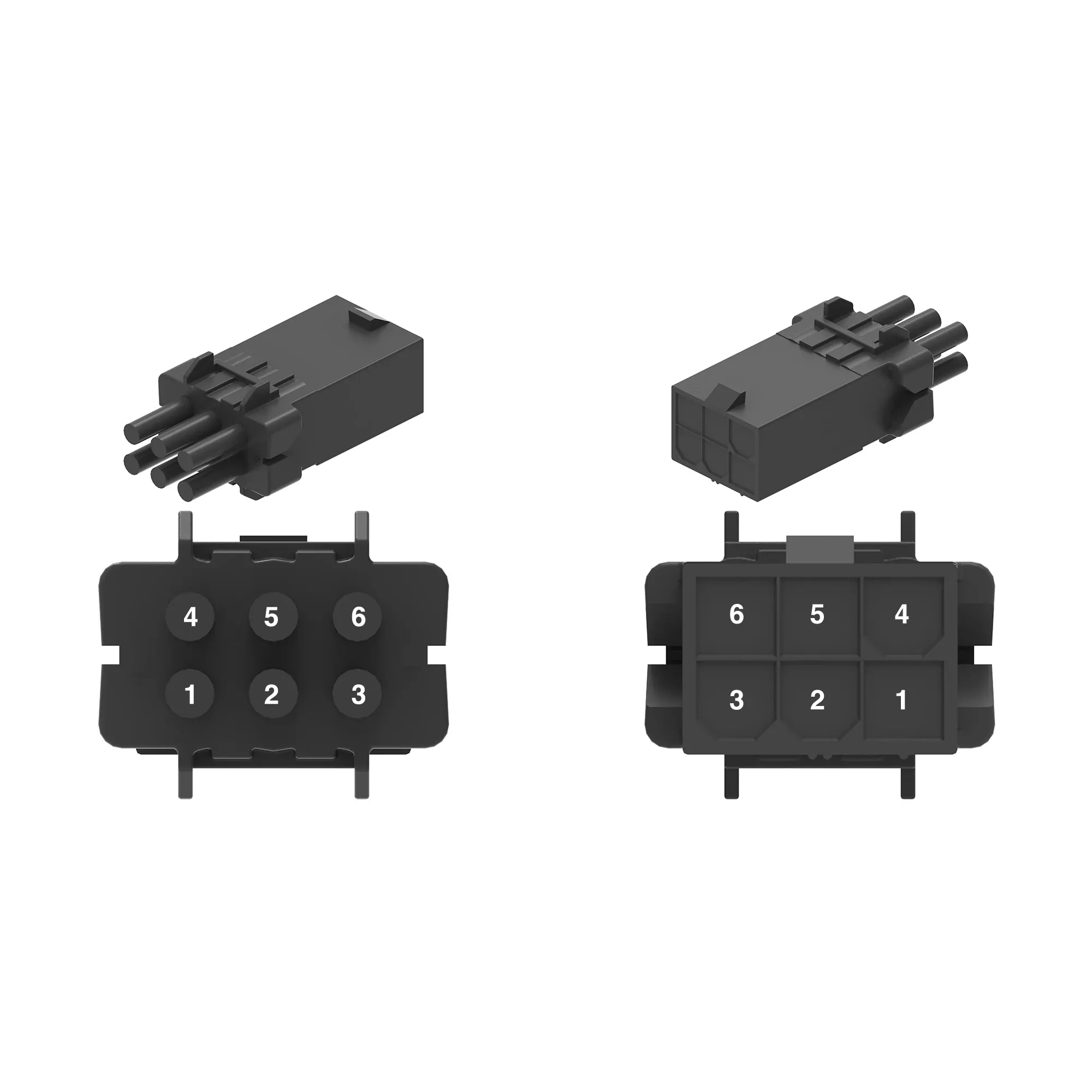 Conn Molex Mfitjr 6W M Blk Nyl