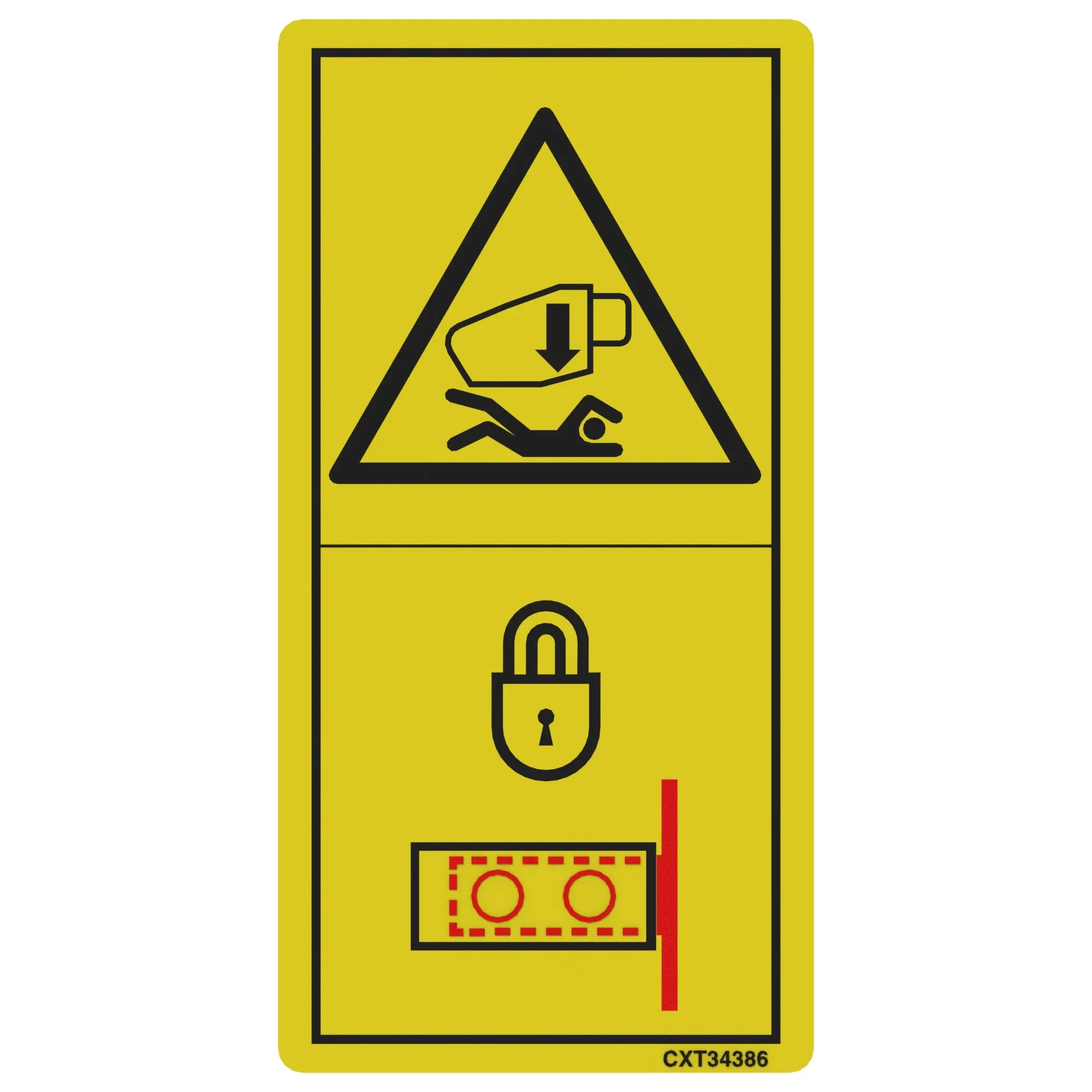 John Deere Machine Lift Safety Label - CXT34386