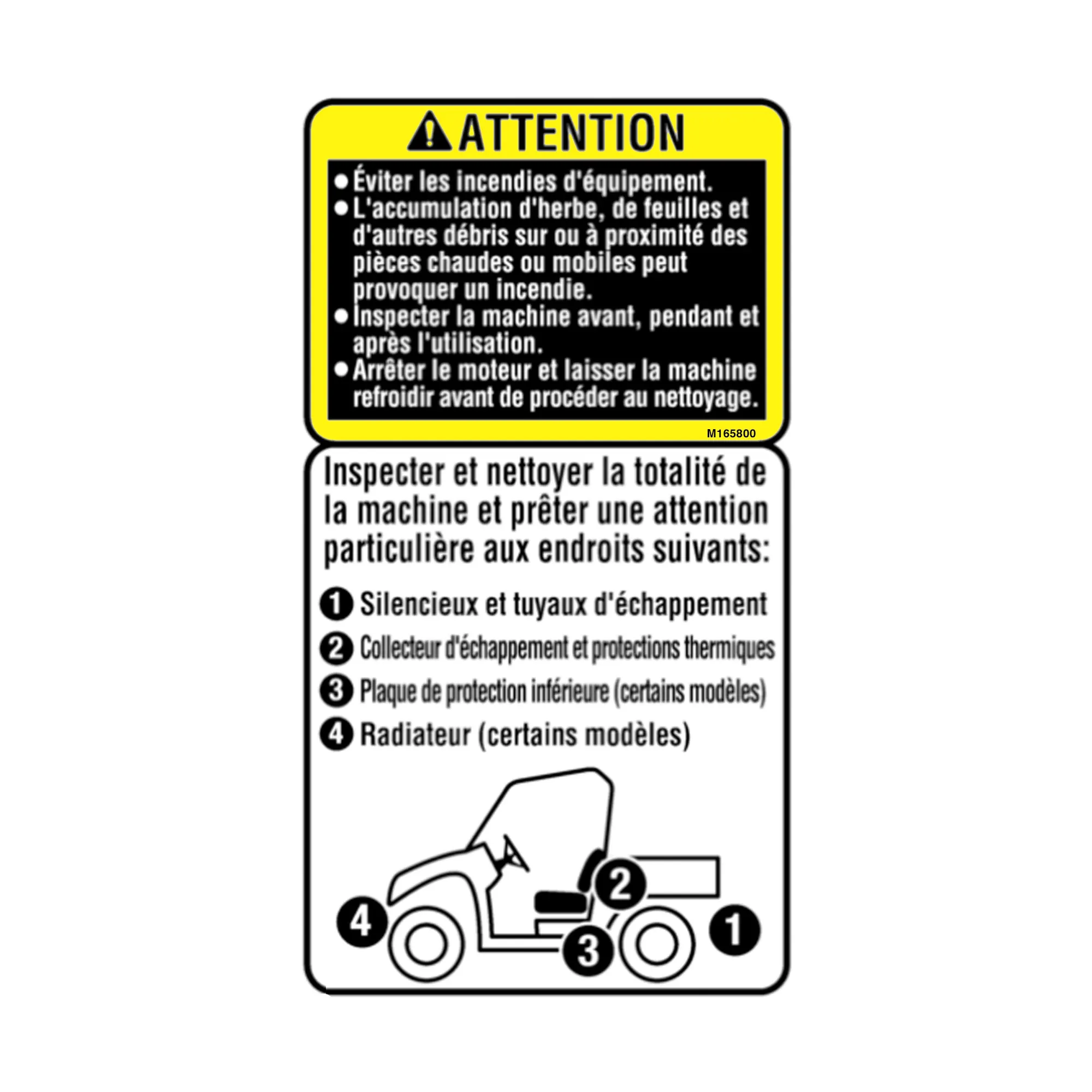 John Deere Cleaning Label, French - M165800