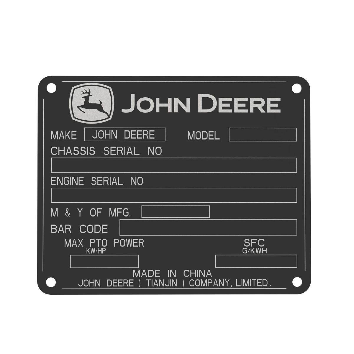 Serial Number Plate, for Indian