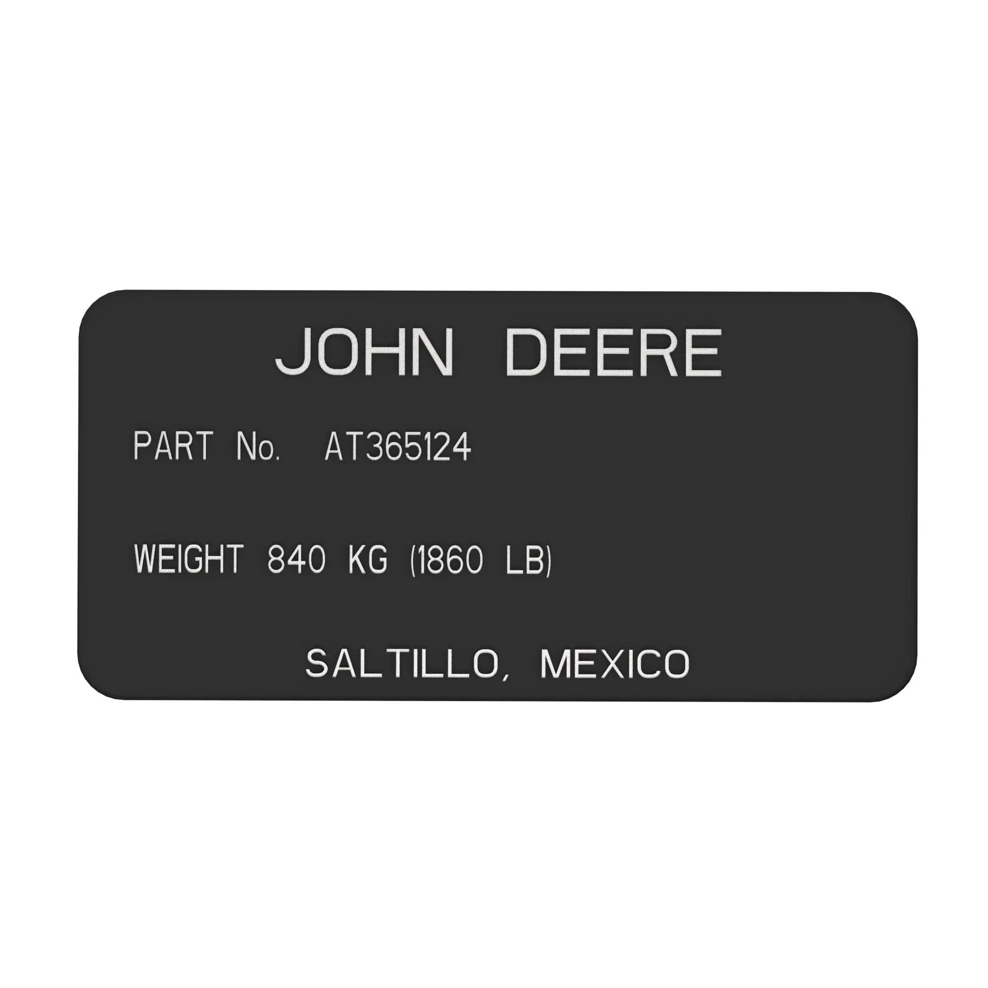 John Deere Identification Plate - T331527