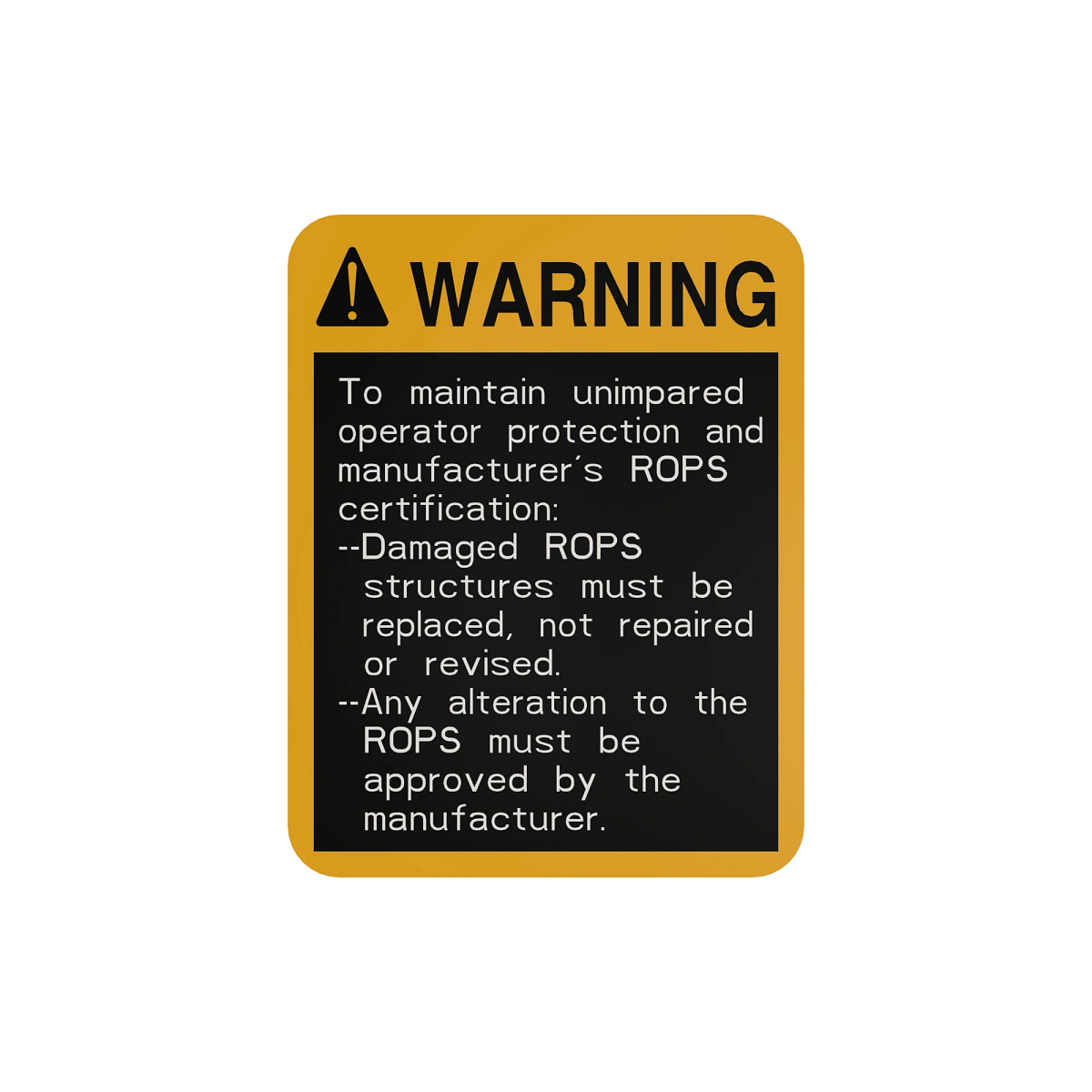 LABEL, ROPS WARNING (ENGLISH)