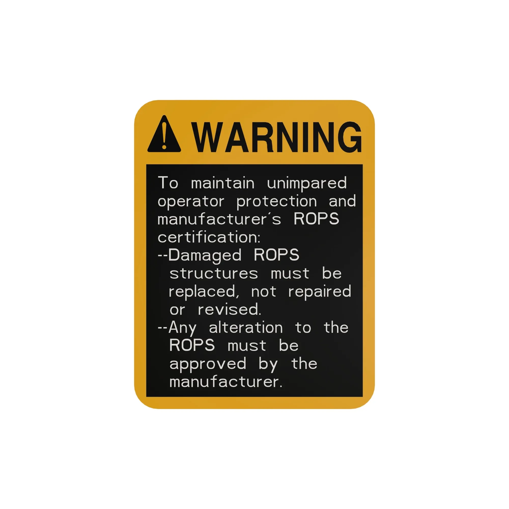 John Deere ROPS Warning Label, English - R120124