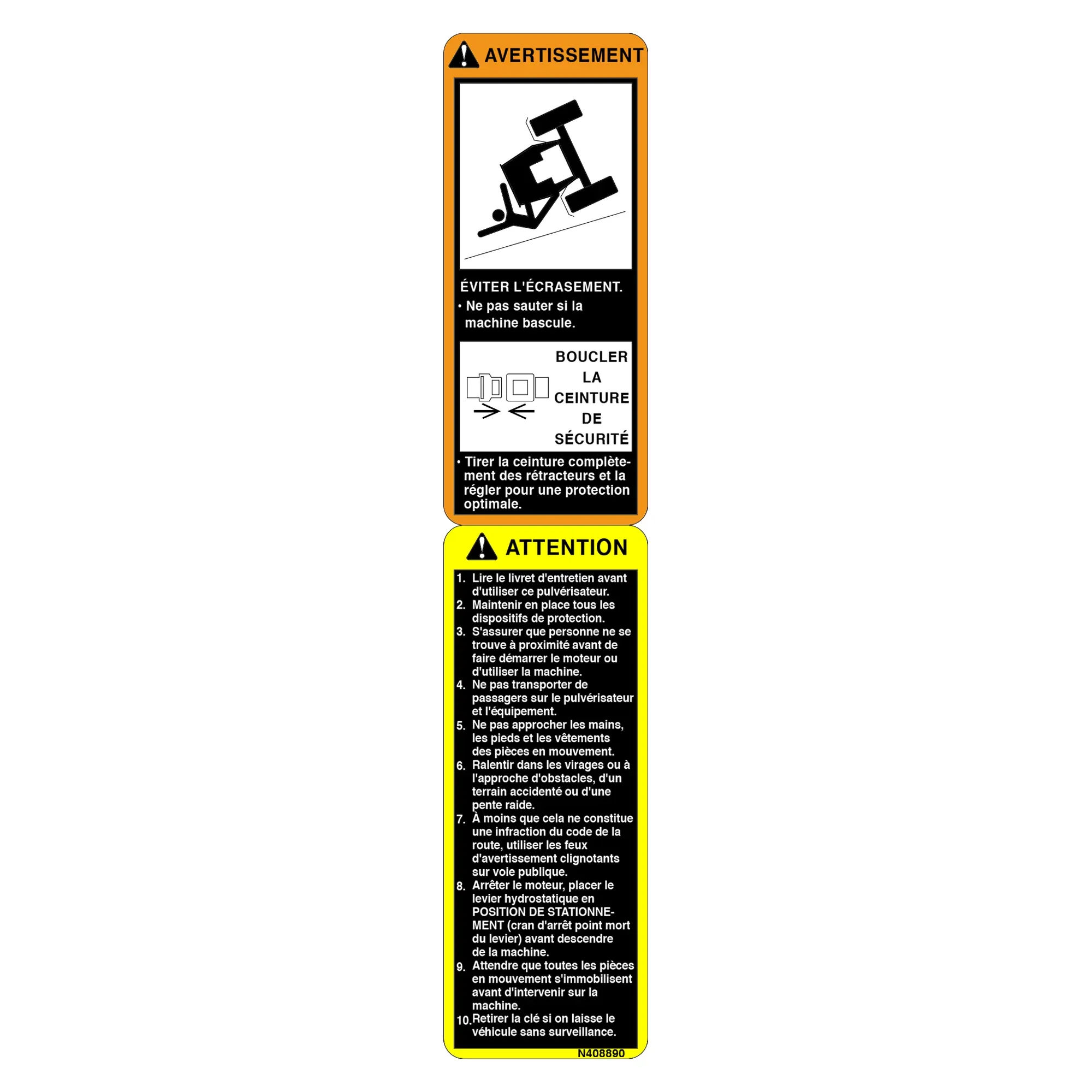 John Deere Label Warning Caution Label, French - N408890