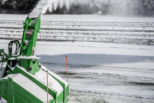 Close up view of SB1164 Snowblower blowing snow