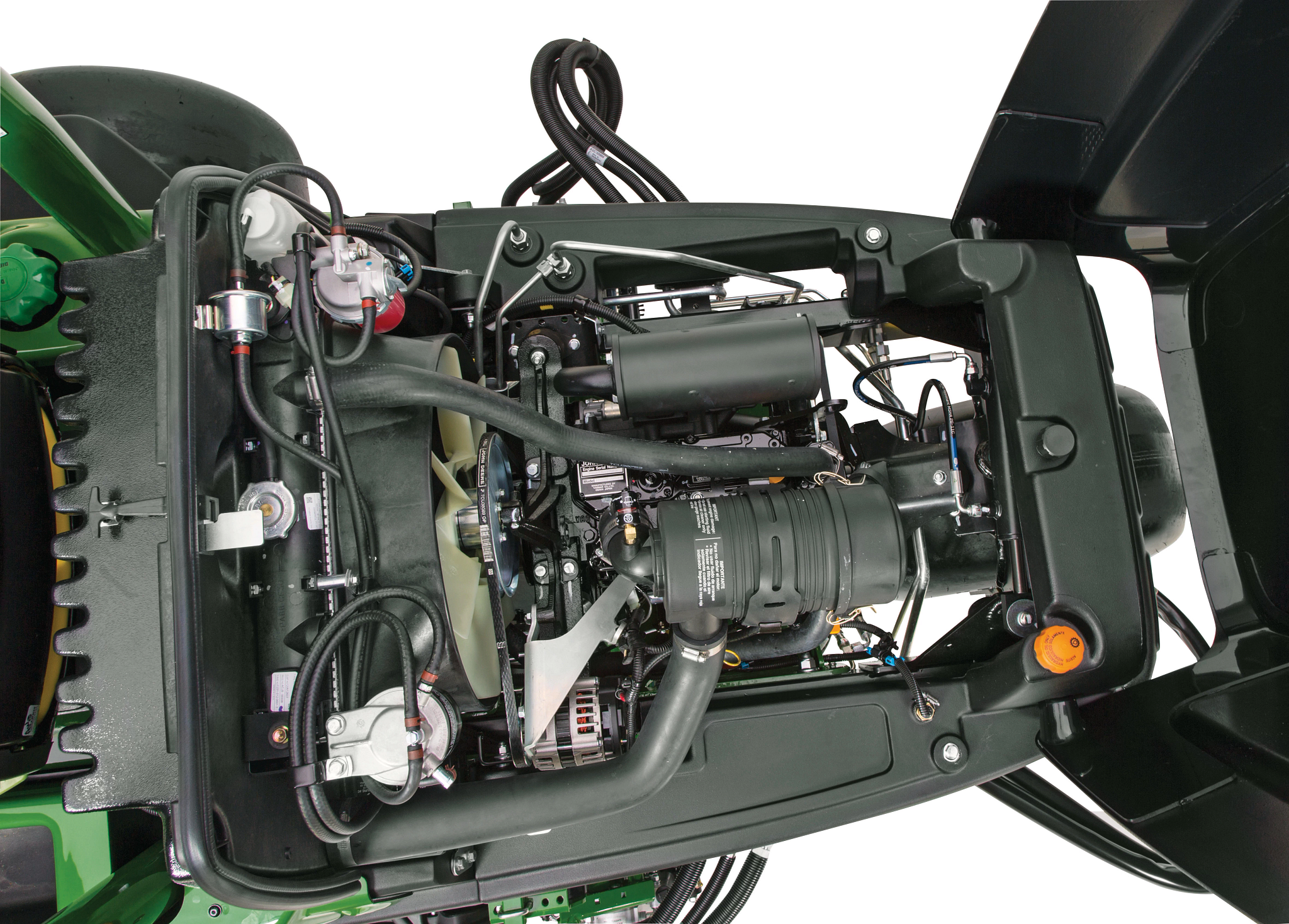 Top studio view of a 6080A PrecisionCut Fairway Mower's uncovered engine