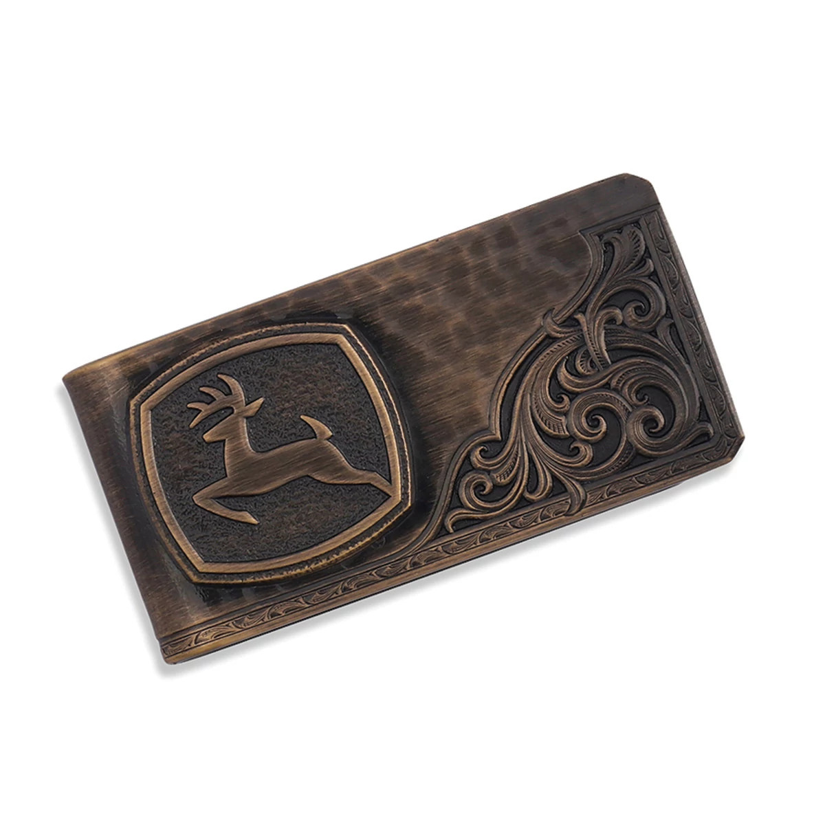 "Vintage Bronze Money Clip with Logo"