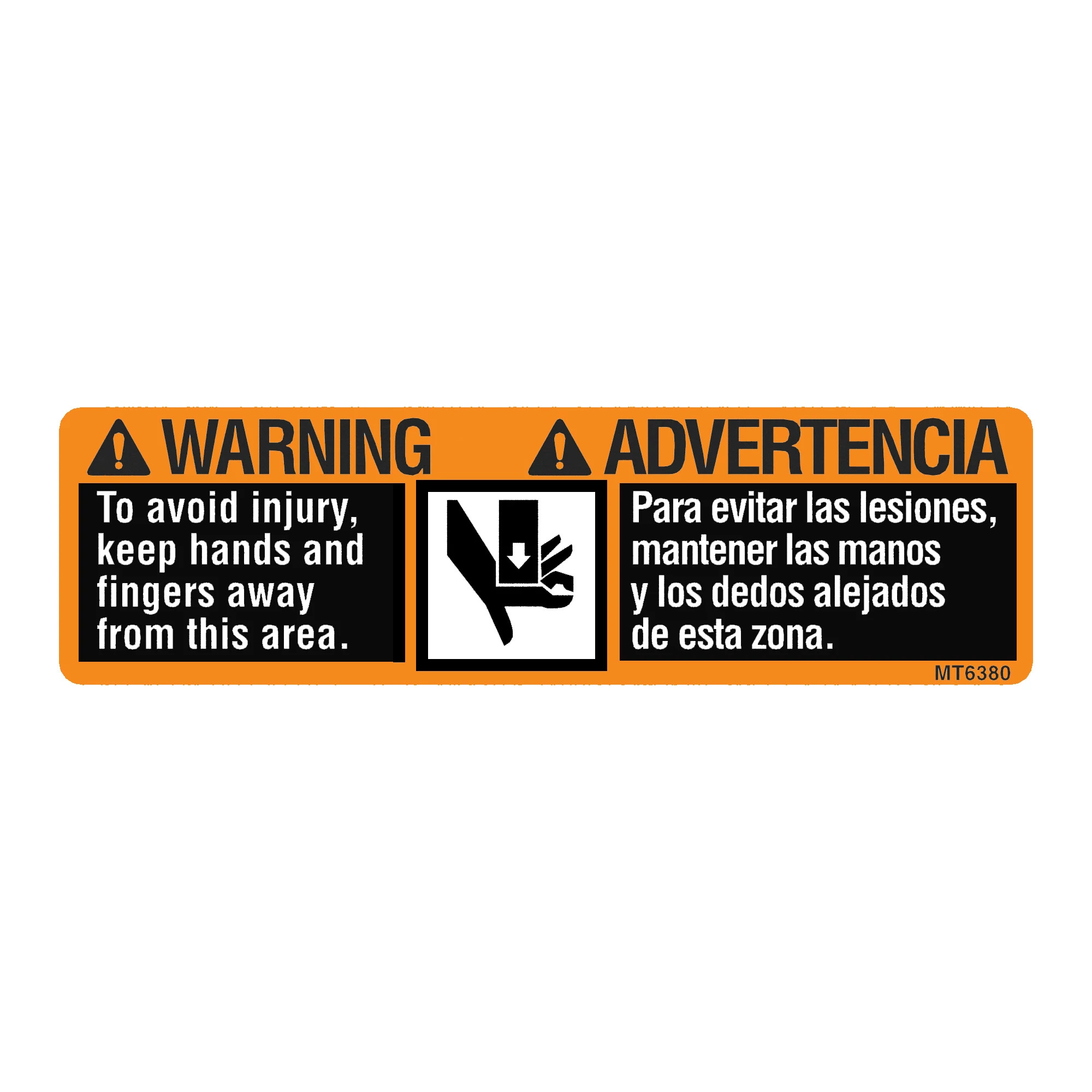 John Deere Safety Sign, Hand/Finger Injury Warning - MT6380