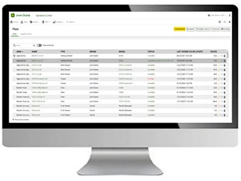 Computer displaying Fleet page on Operations Center™ PRO Golf