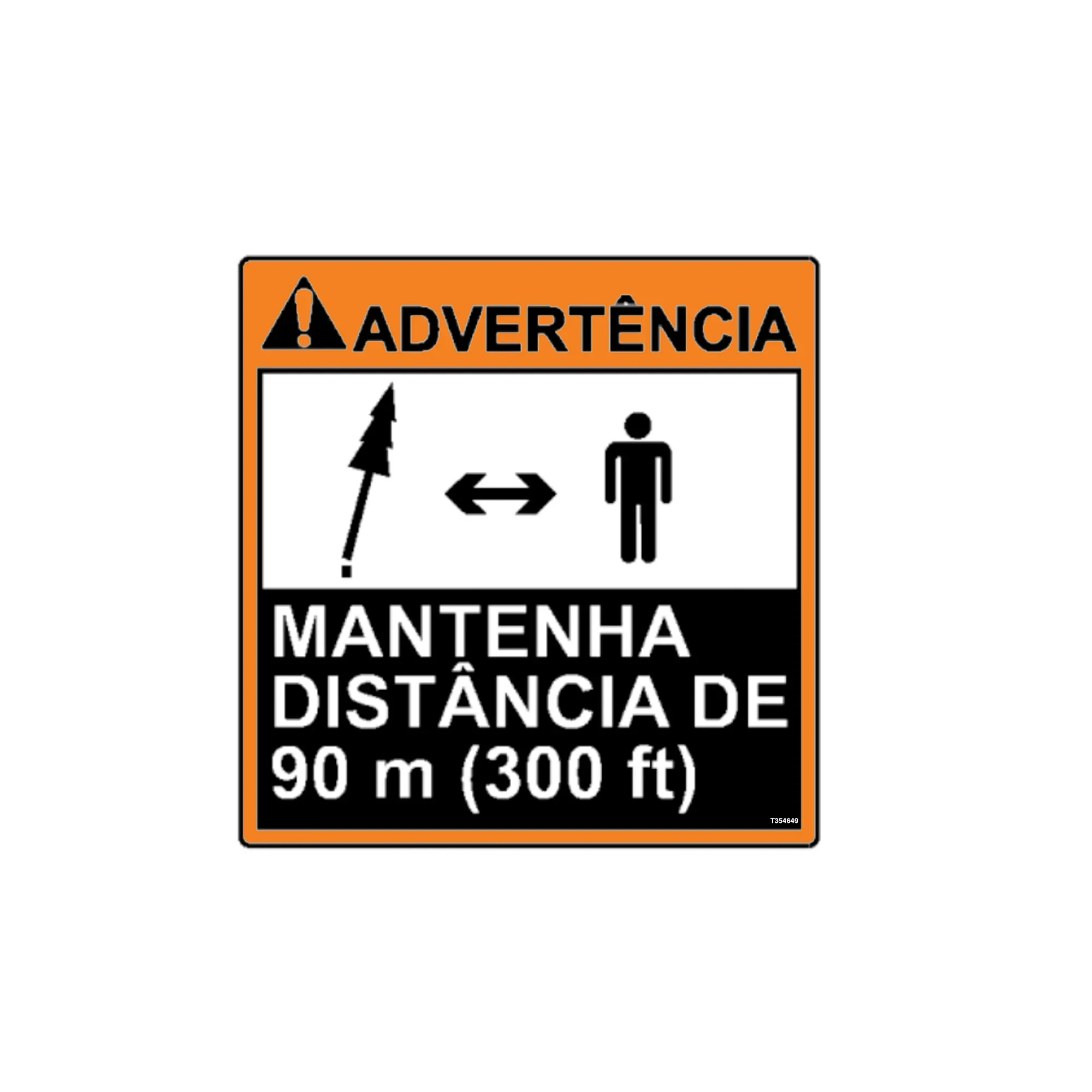 John Deere Safety Sign, Keep Back Warning, Portuguese - T354649