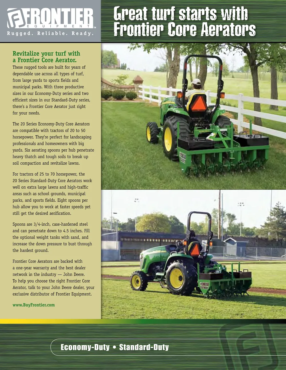 Frontier Core Aerators Product Brochure cover