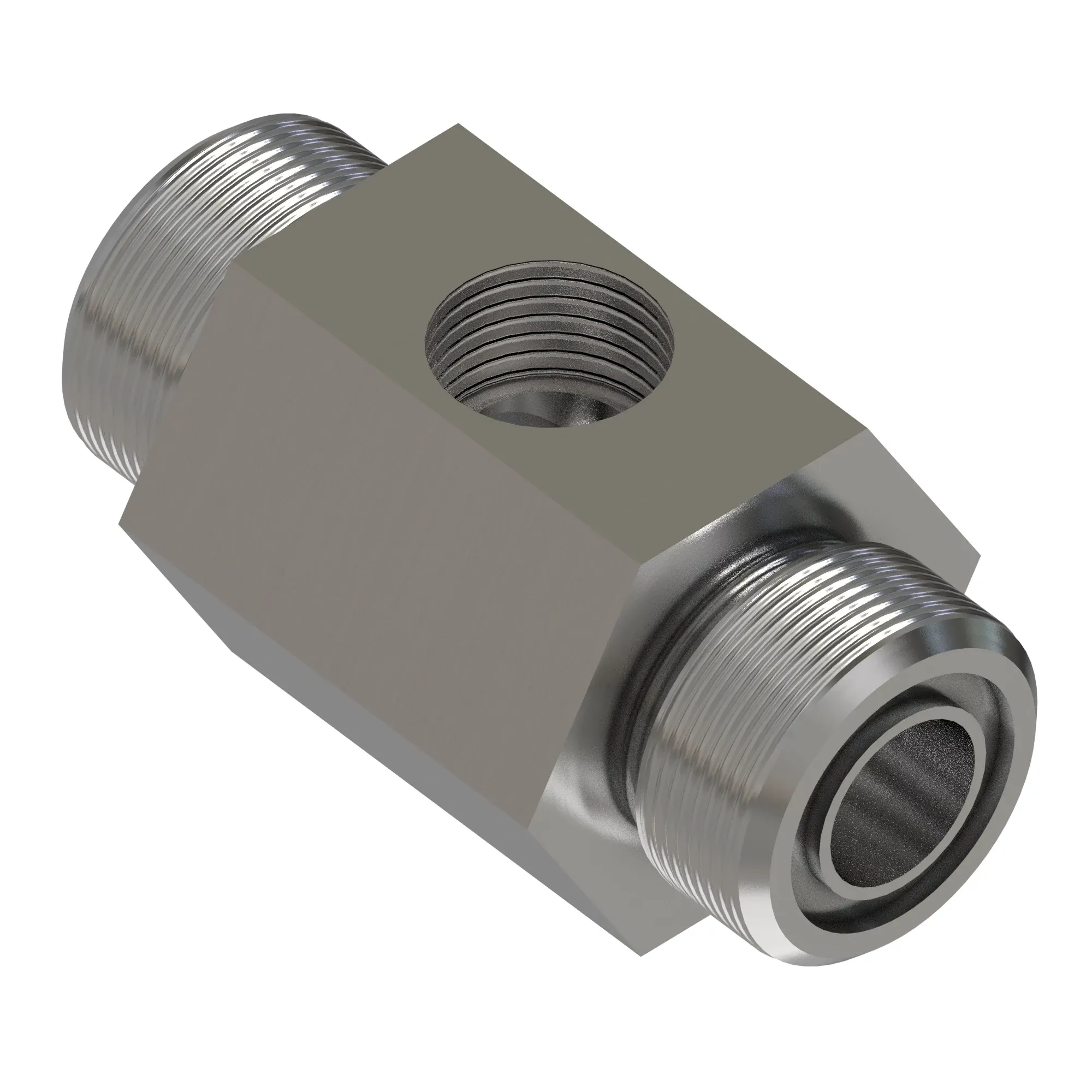 38H1235: External Threaded Tube Branch Tee Fitting, Flat Face O-Ring ...