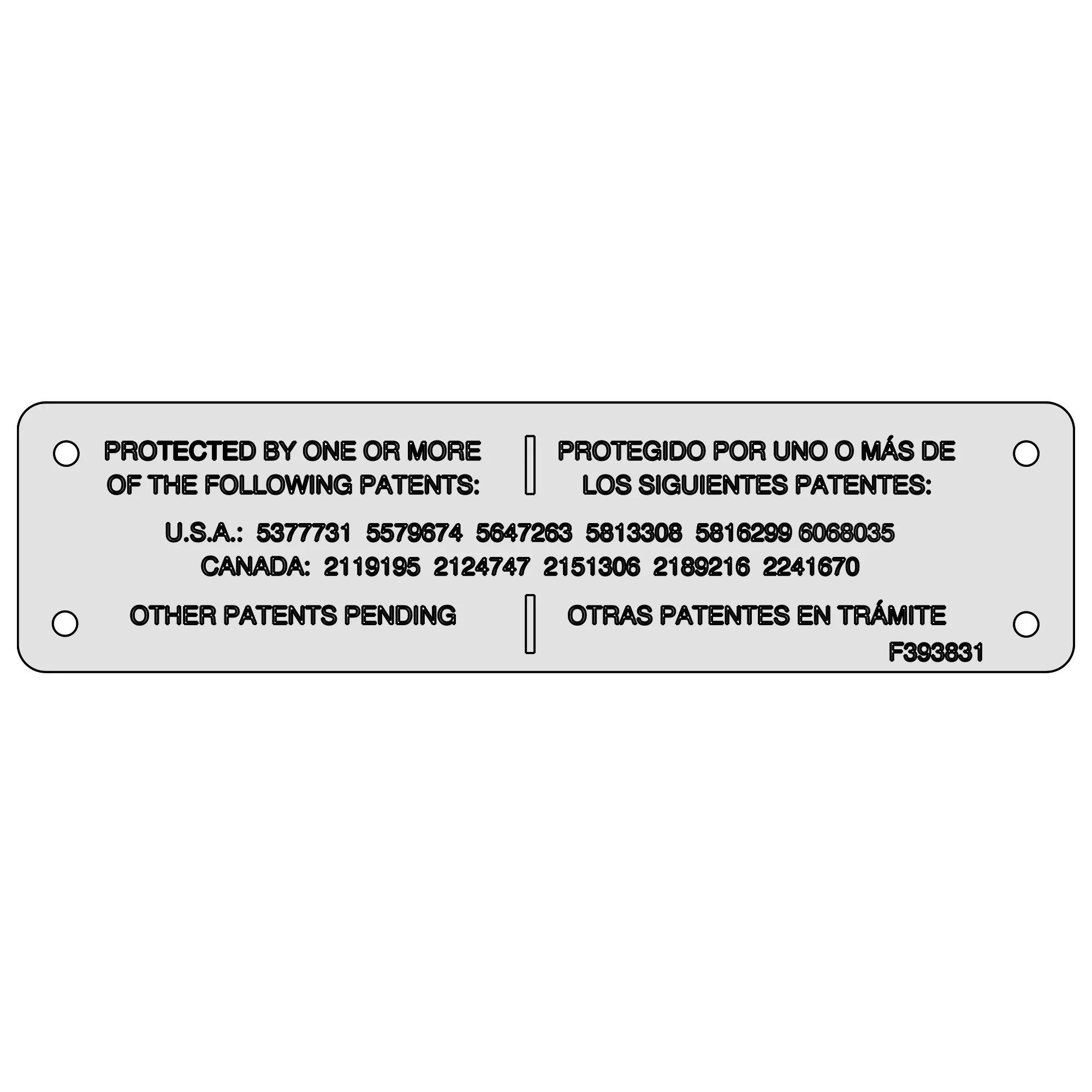 John Deere Spanish Patent Label - F393831