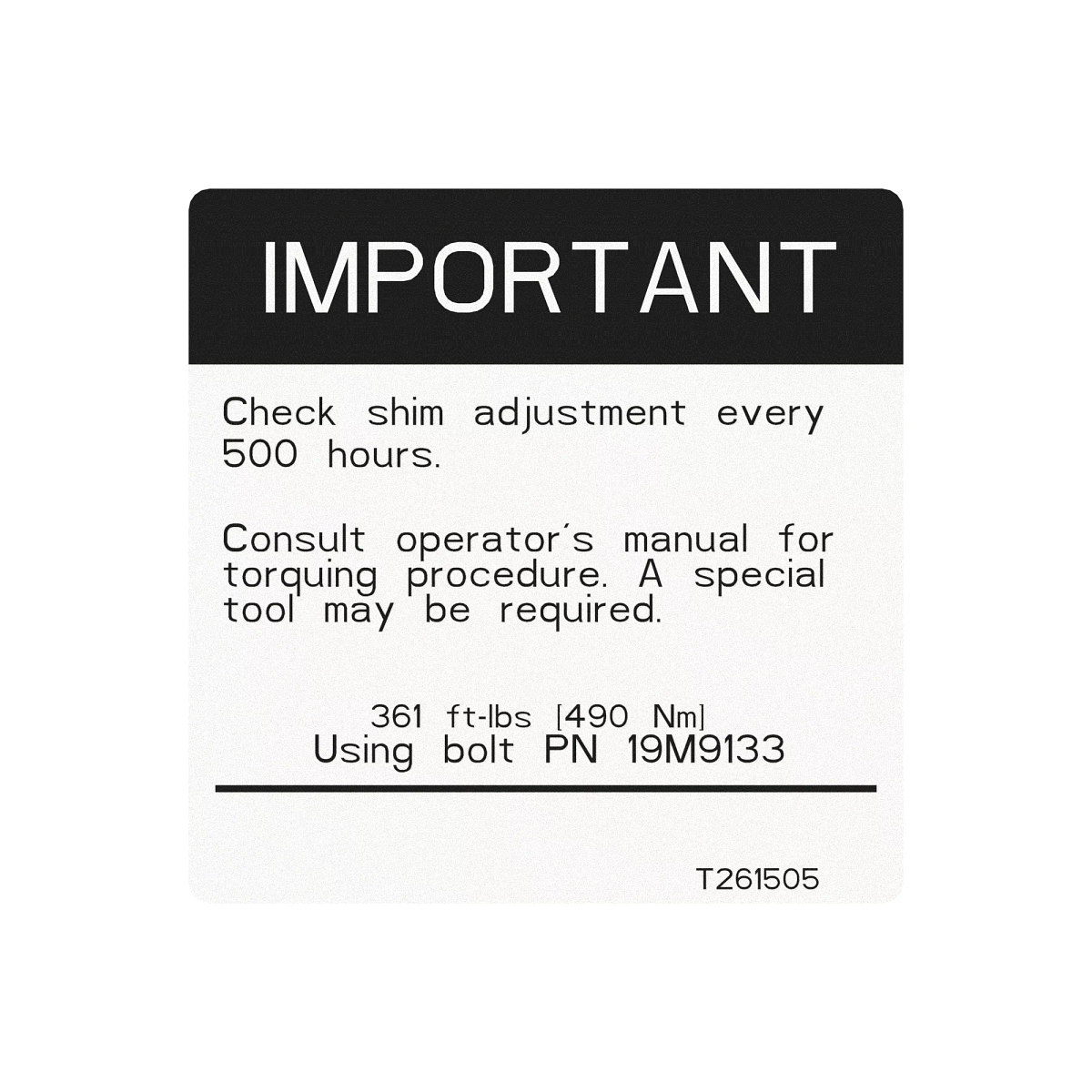 DECAL, TORQUE AND SHIM