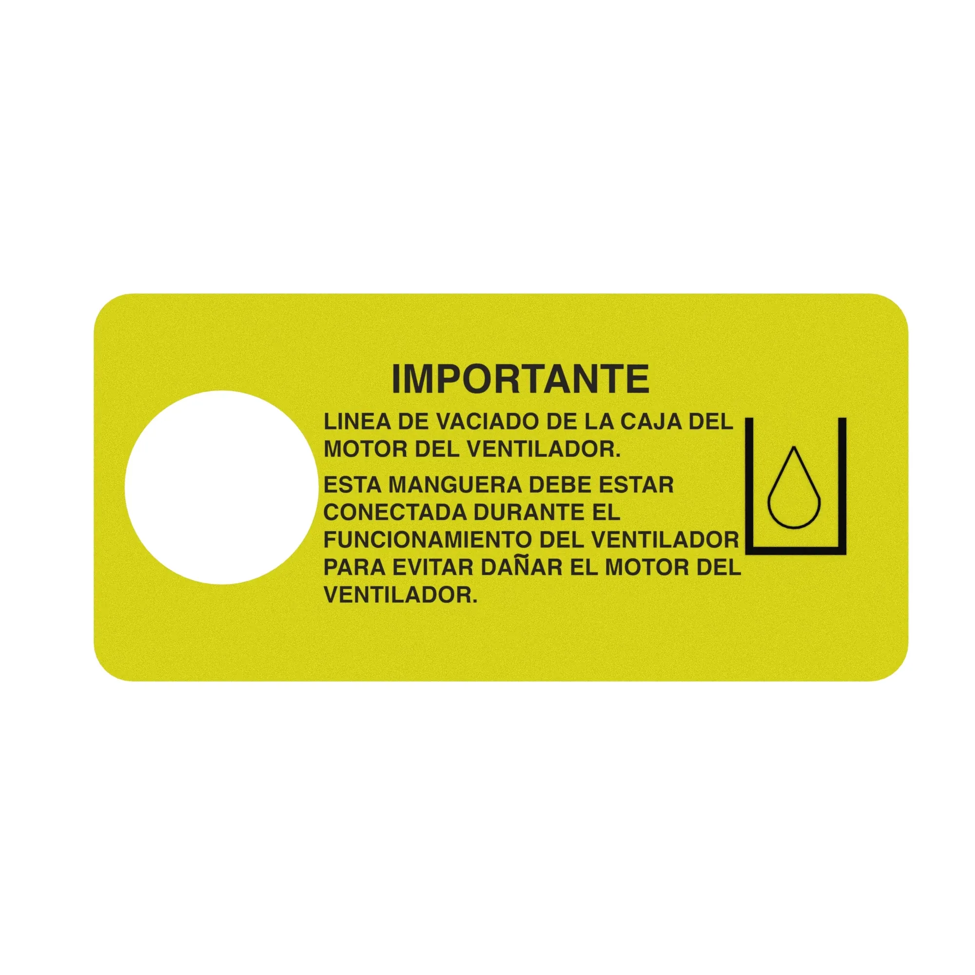 John Deere Case Drain Label, Spanish - A79534