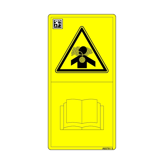 John Deere Caution Wing Crush Text Free Label - A83761