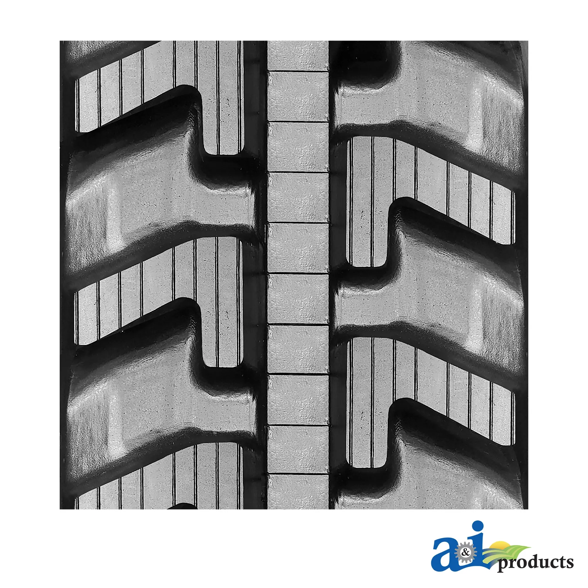 A&I Products T Tread Pattern Rubber Track, Width 400 mm, Pitch 72.5 mm, Links 76 - A-400725W76T