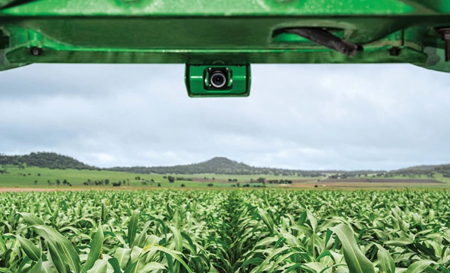 AutoTrac Vision 2.0 camera mounted on machine in field